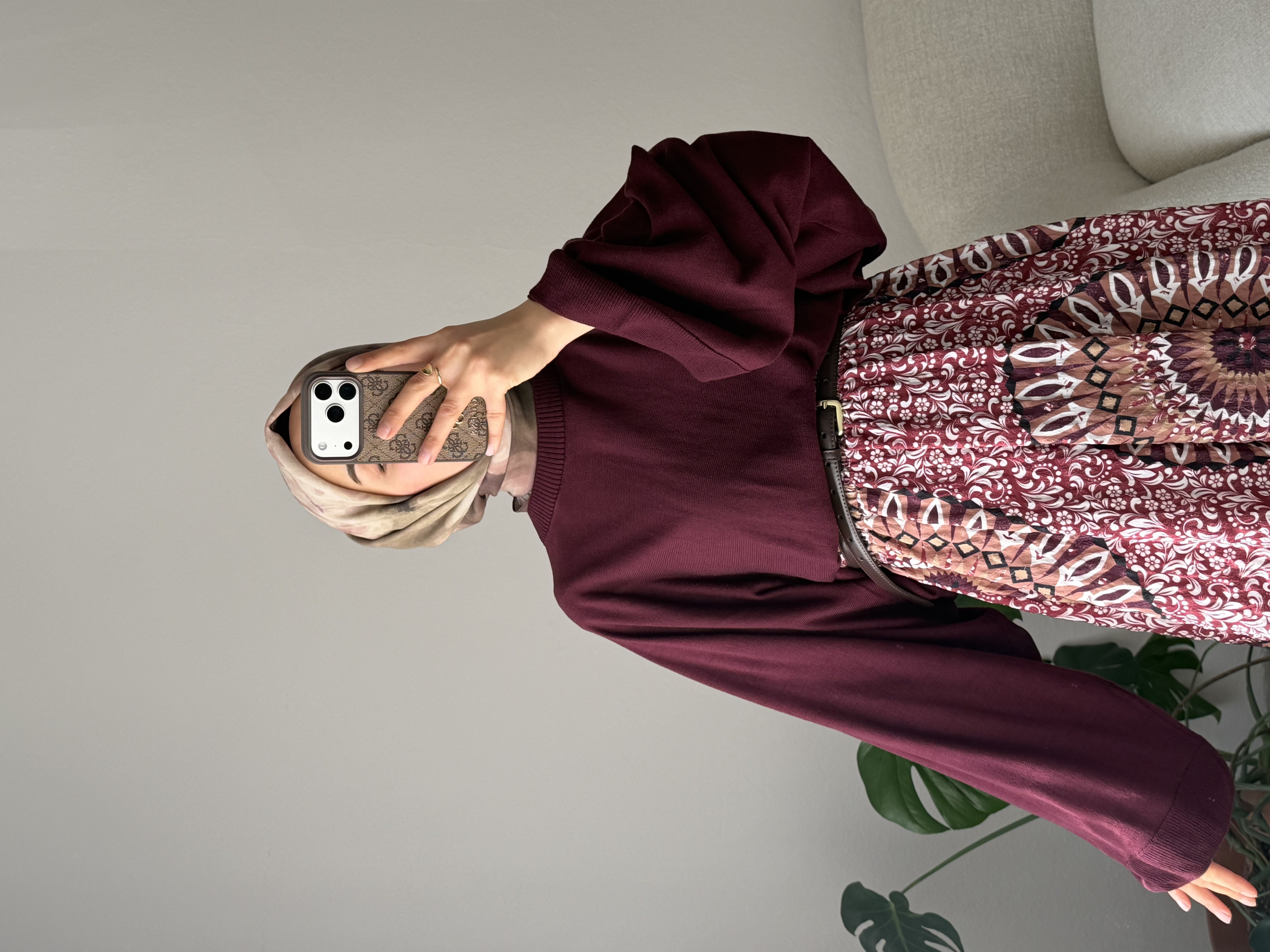 Bordo İnce Triko Kazak