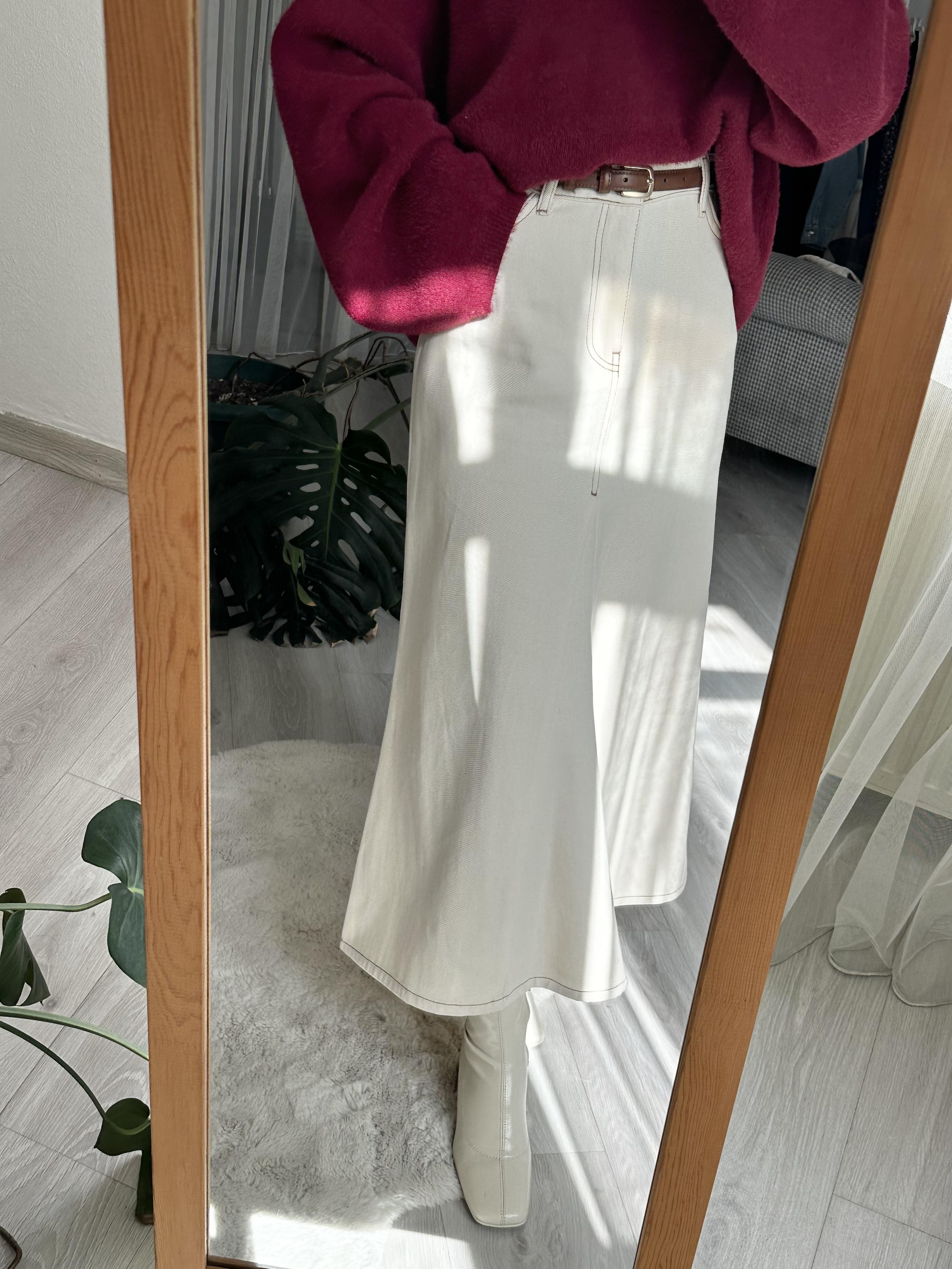 Ekru Denim Etek