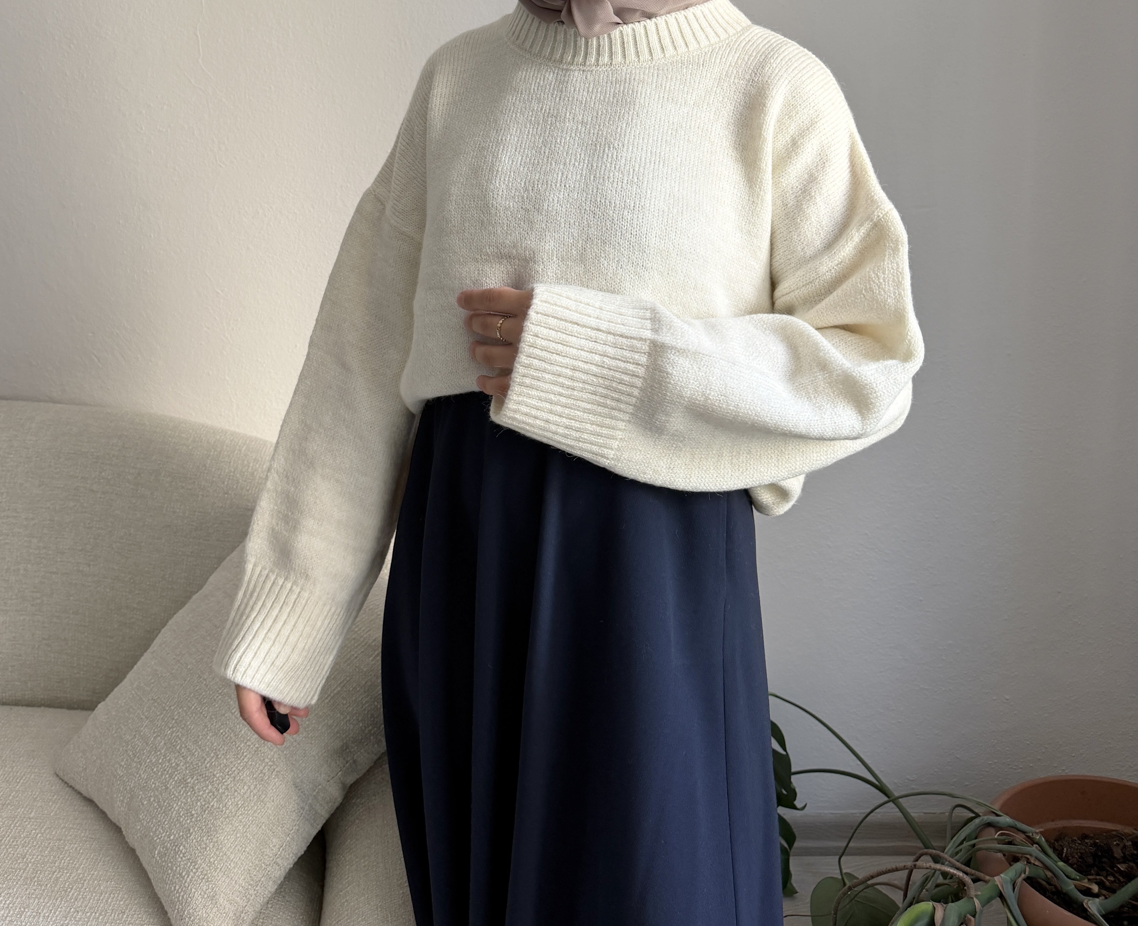 Ekru Oversize Kazak