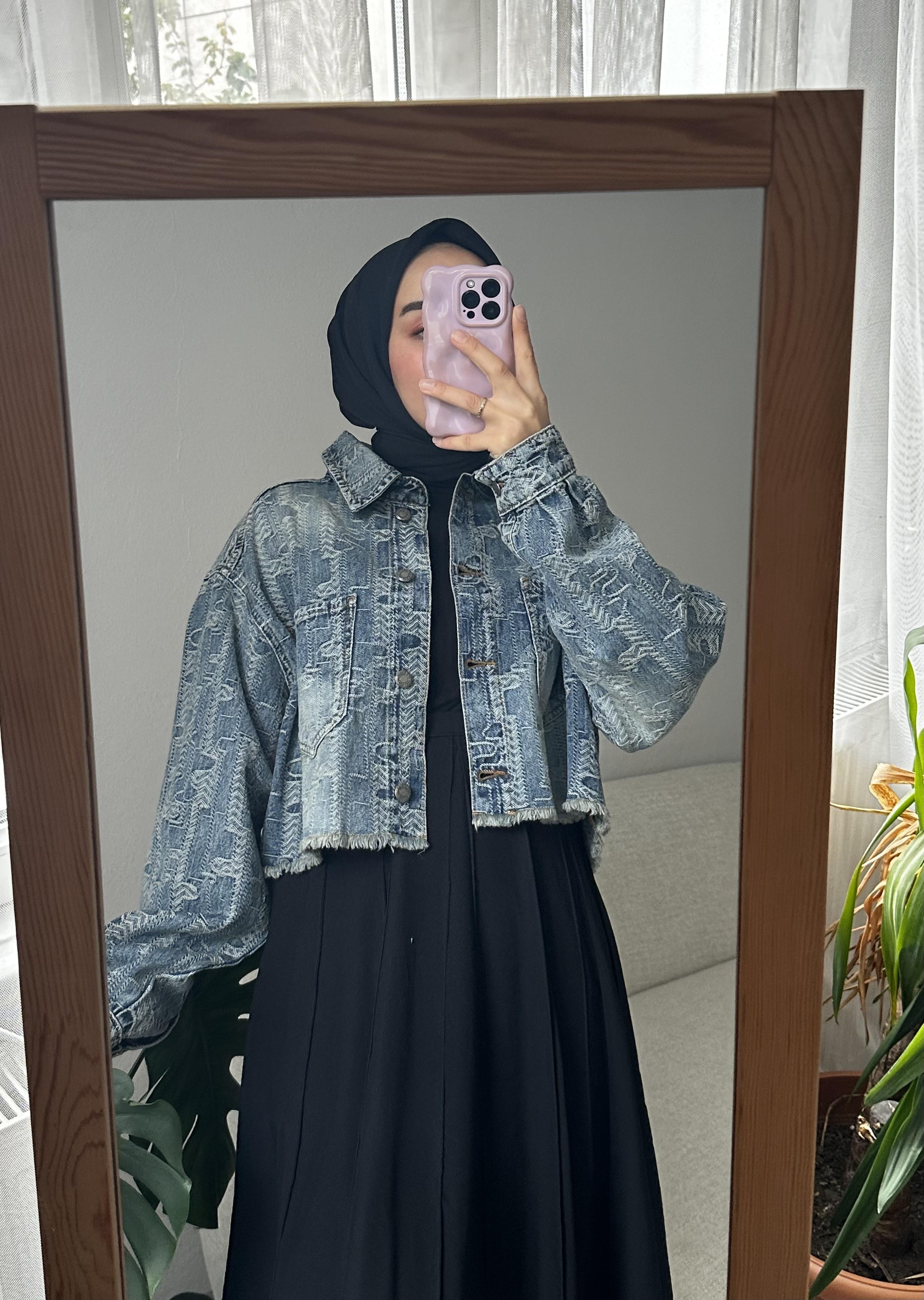 Eskitme Dokulu Denim Ceket