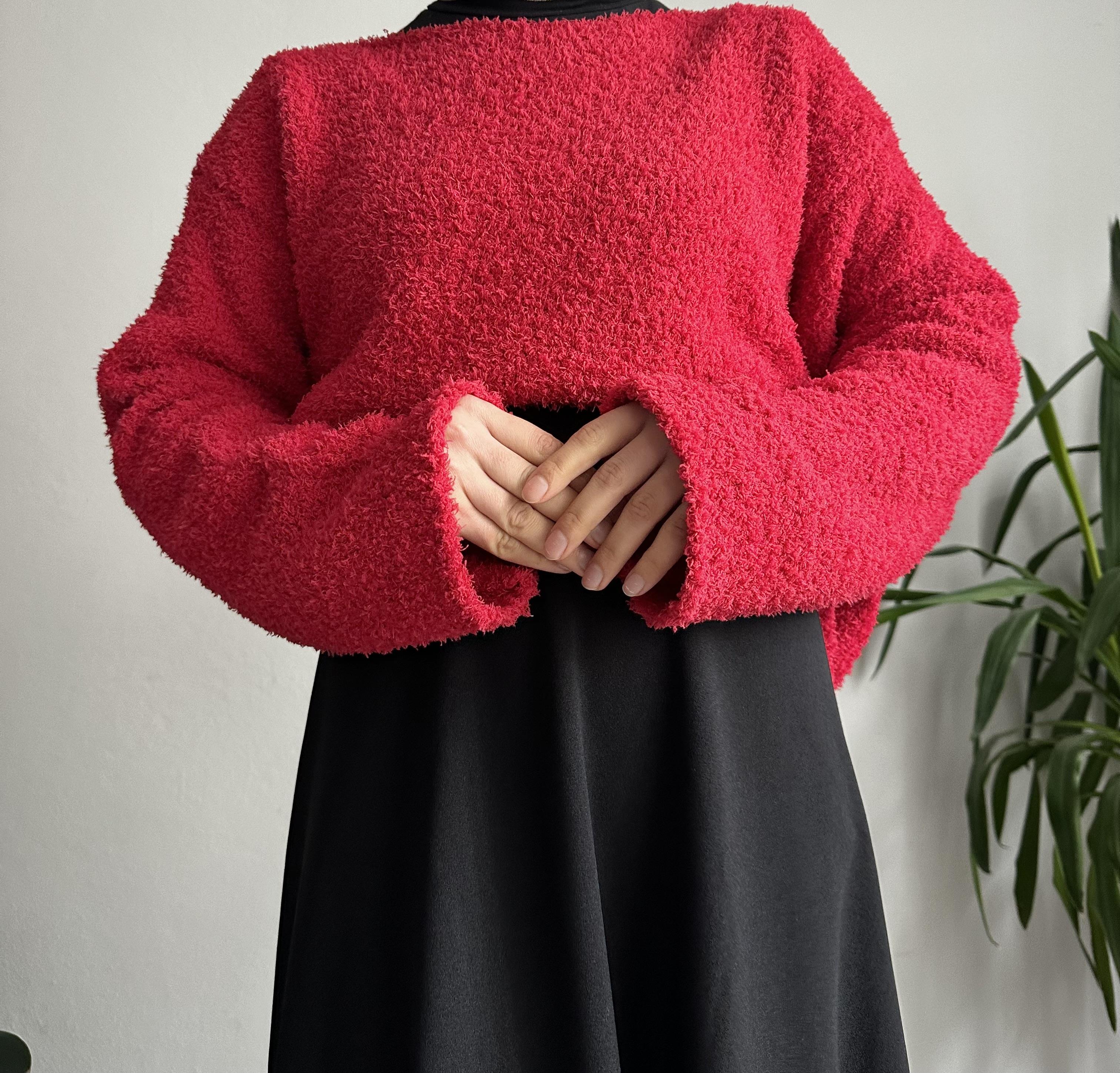 Kırmızı Peluş Kazak