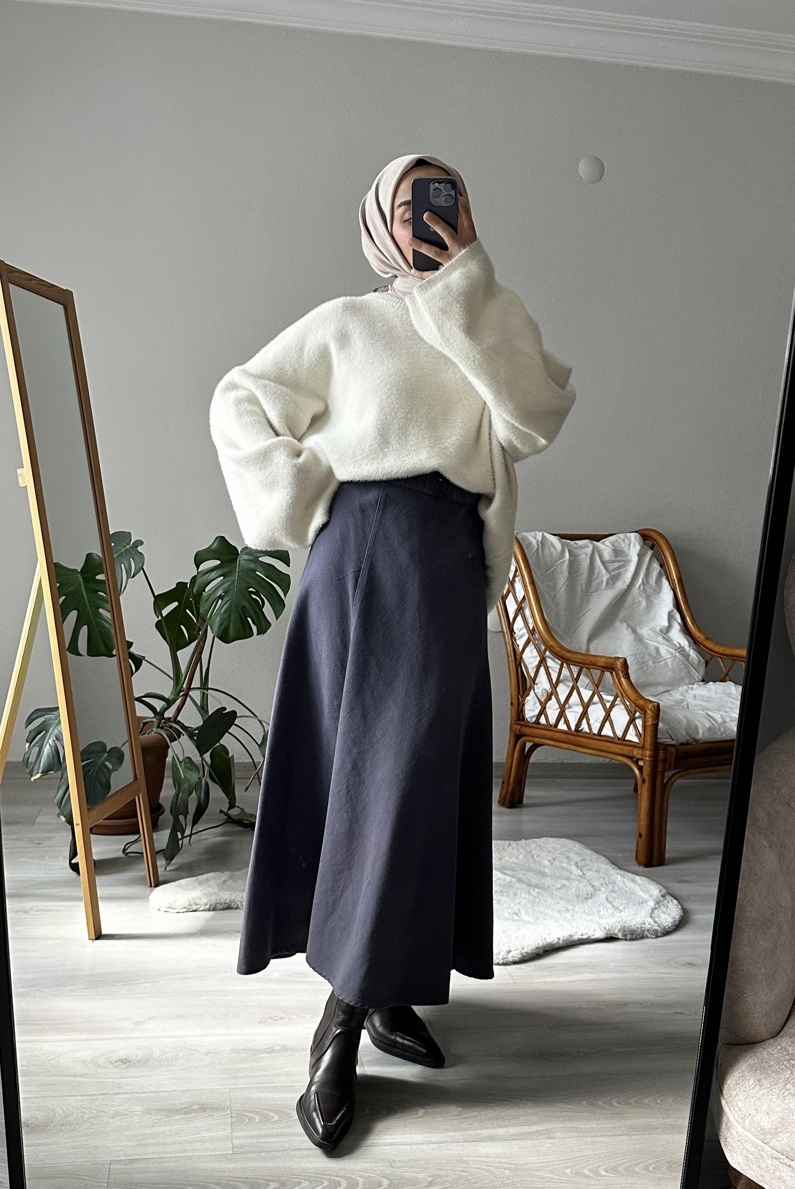 Morcivert Denim Verev Etek