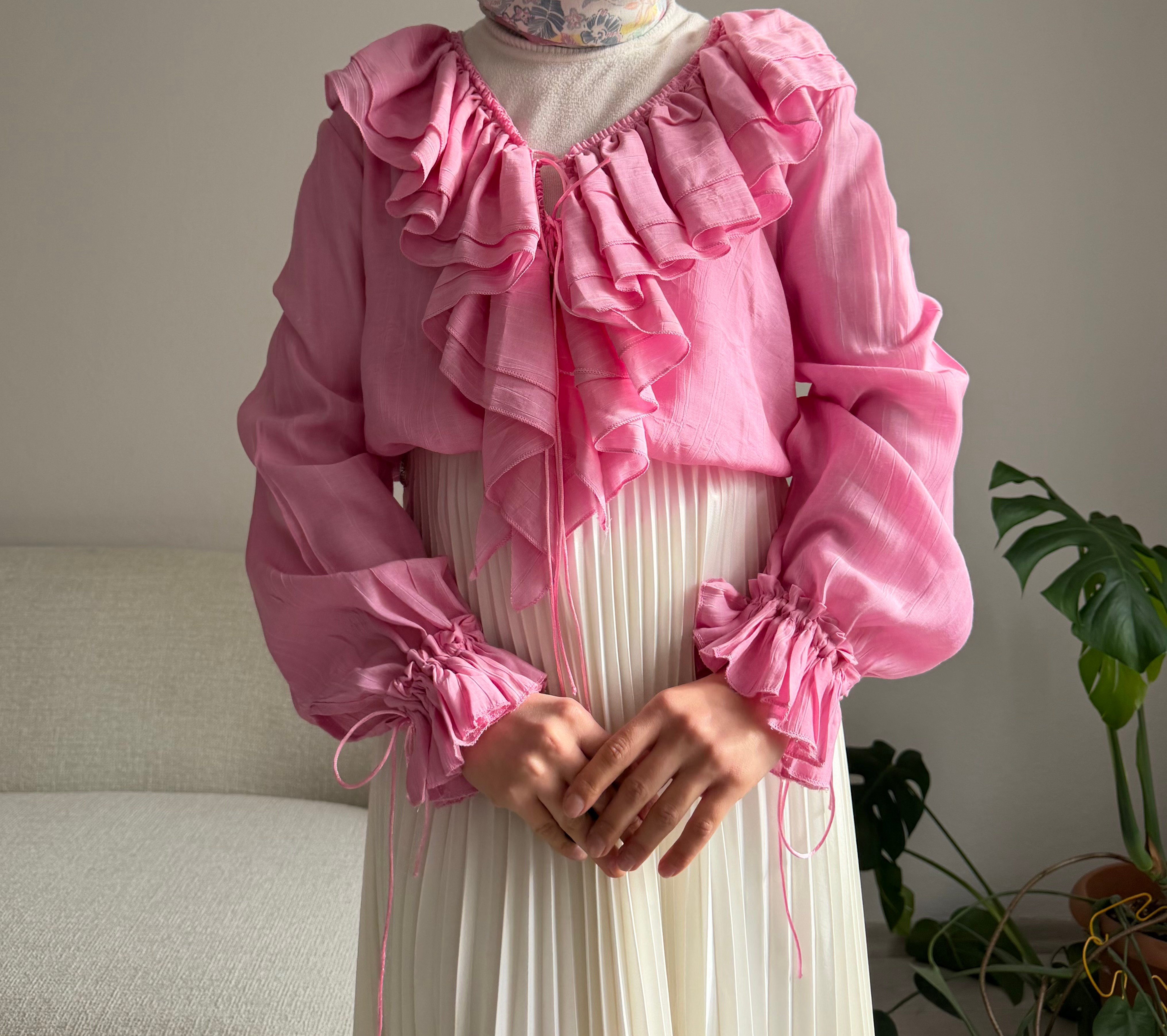 Pembe Fırfırlı Gömlek 