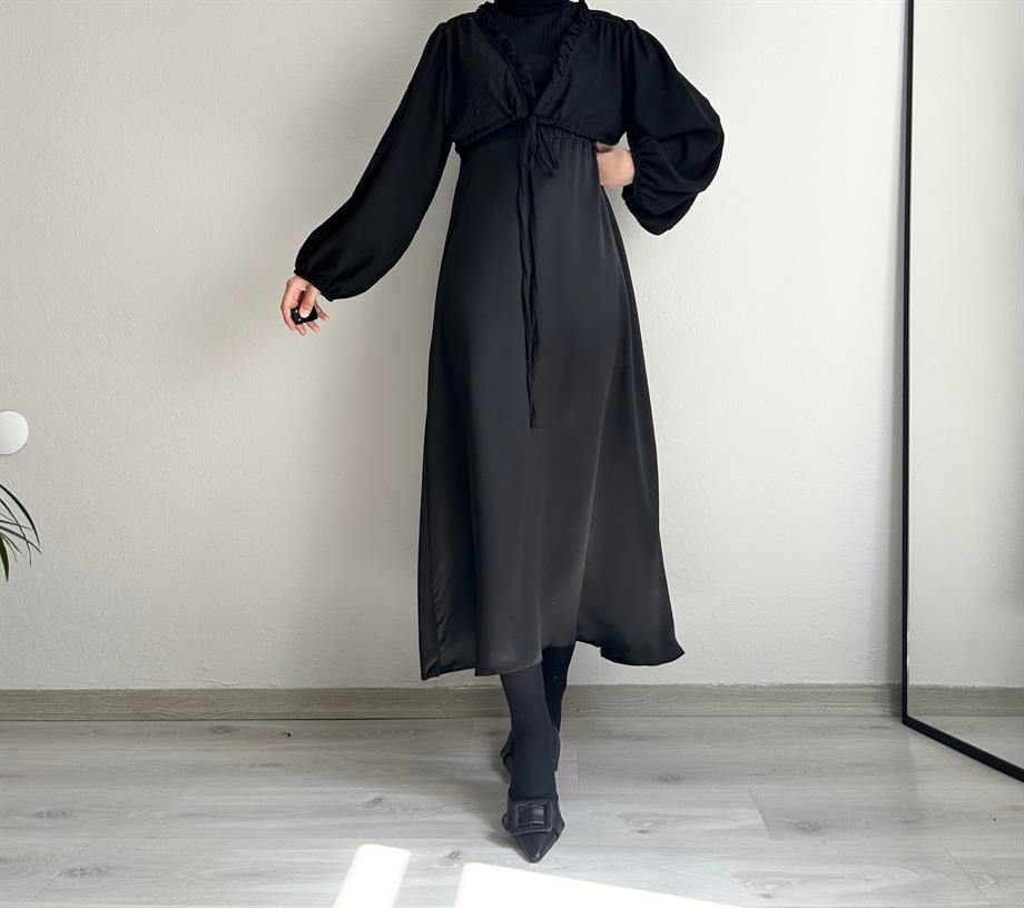 Siyah Saten Çan Etek