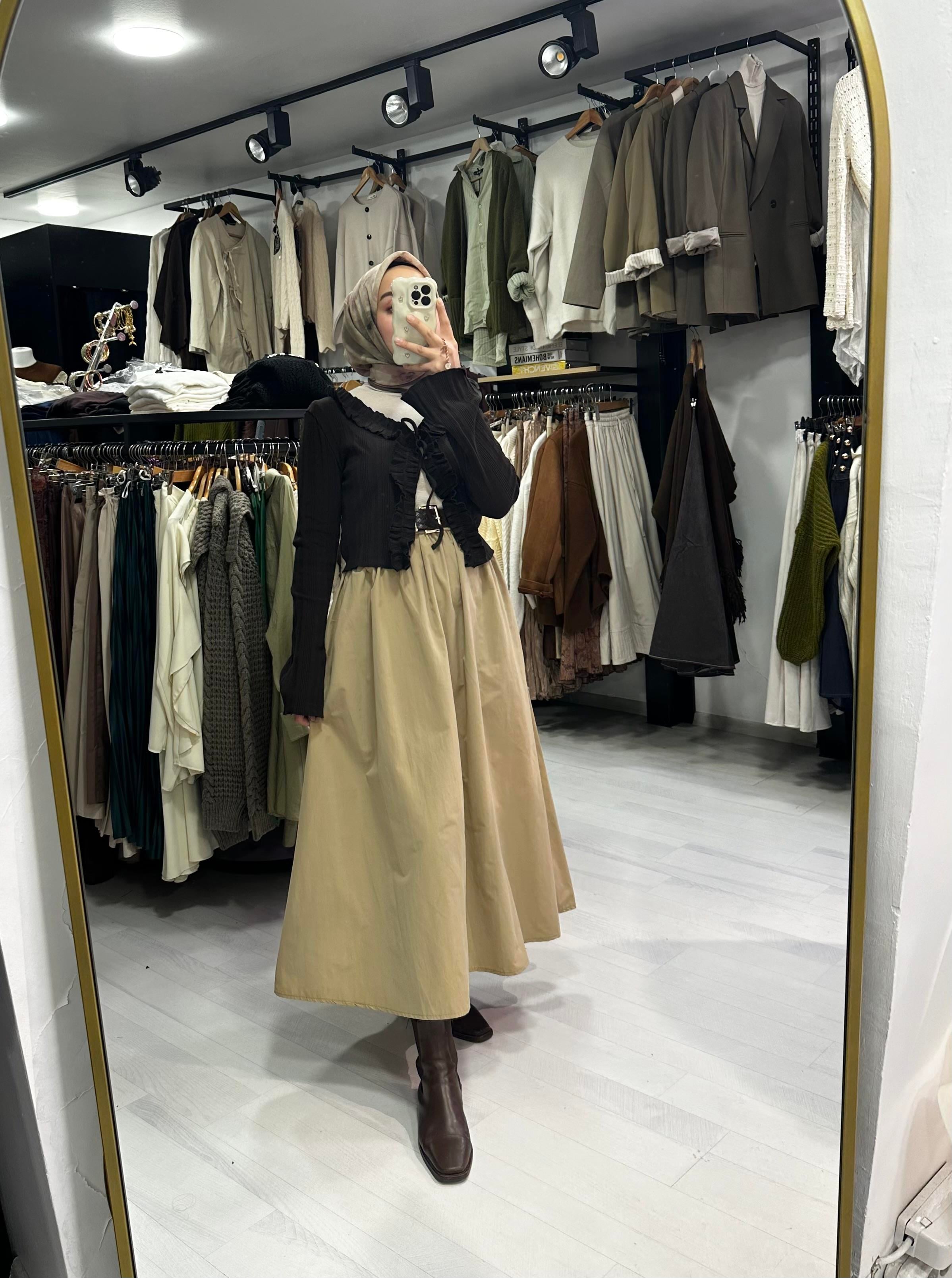 Sütlü Kemerli Paraşüt Kloş Etek