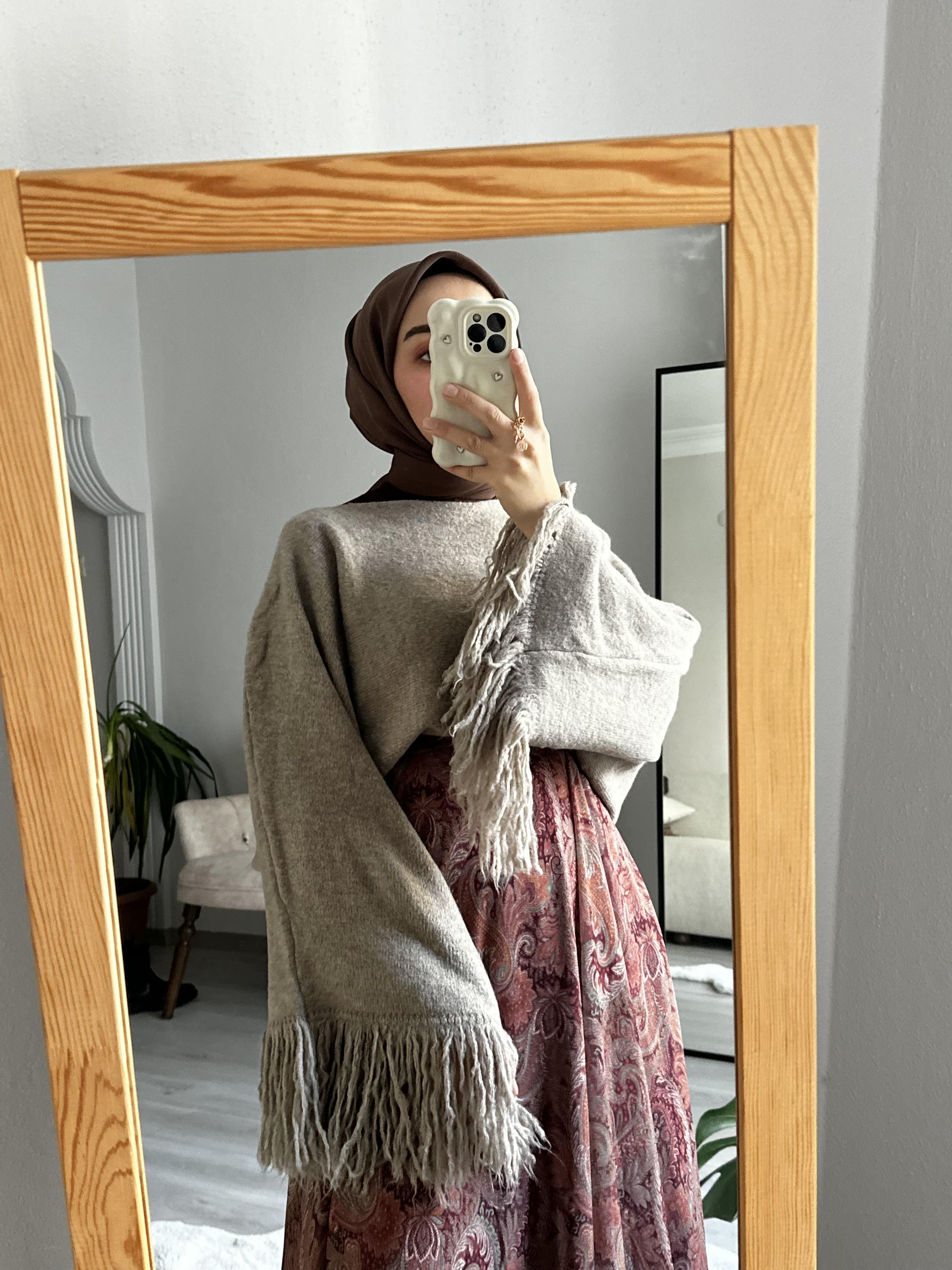 Vizon Püskül Kol Crop Kazak