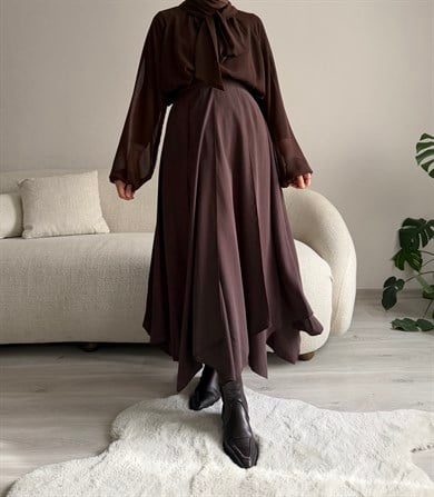 Acı Kahve Çok Parçalı Etek