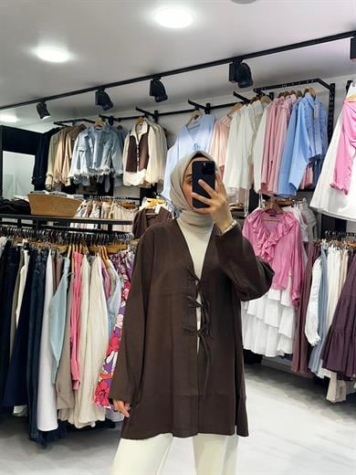 Acı Kahve Önden Bağlamalı Kimono