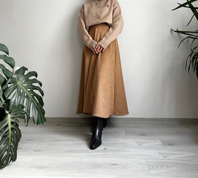 Camel Süet Kloş Etek