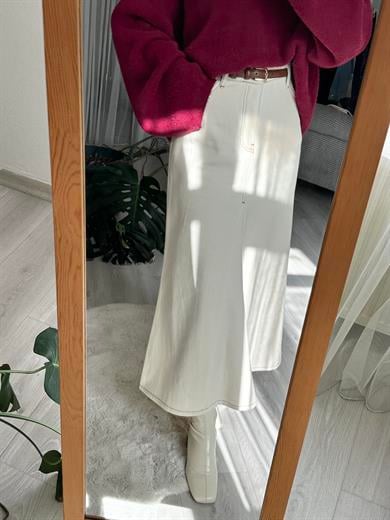 Ekru Denim Etek
