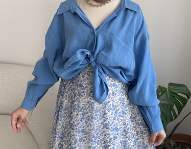 Koyu Mavi Oversize Gömlek