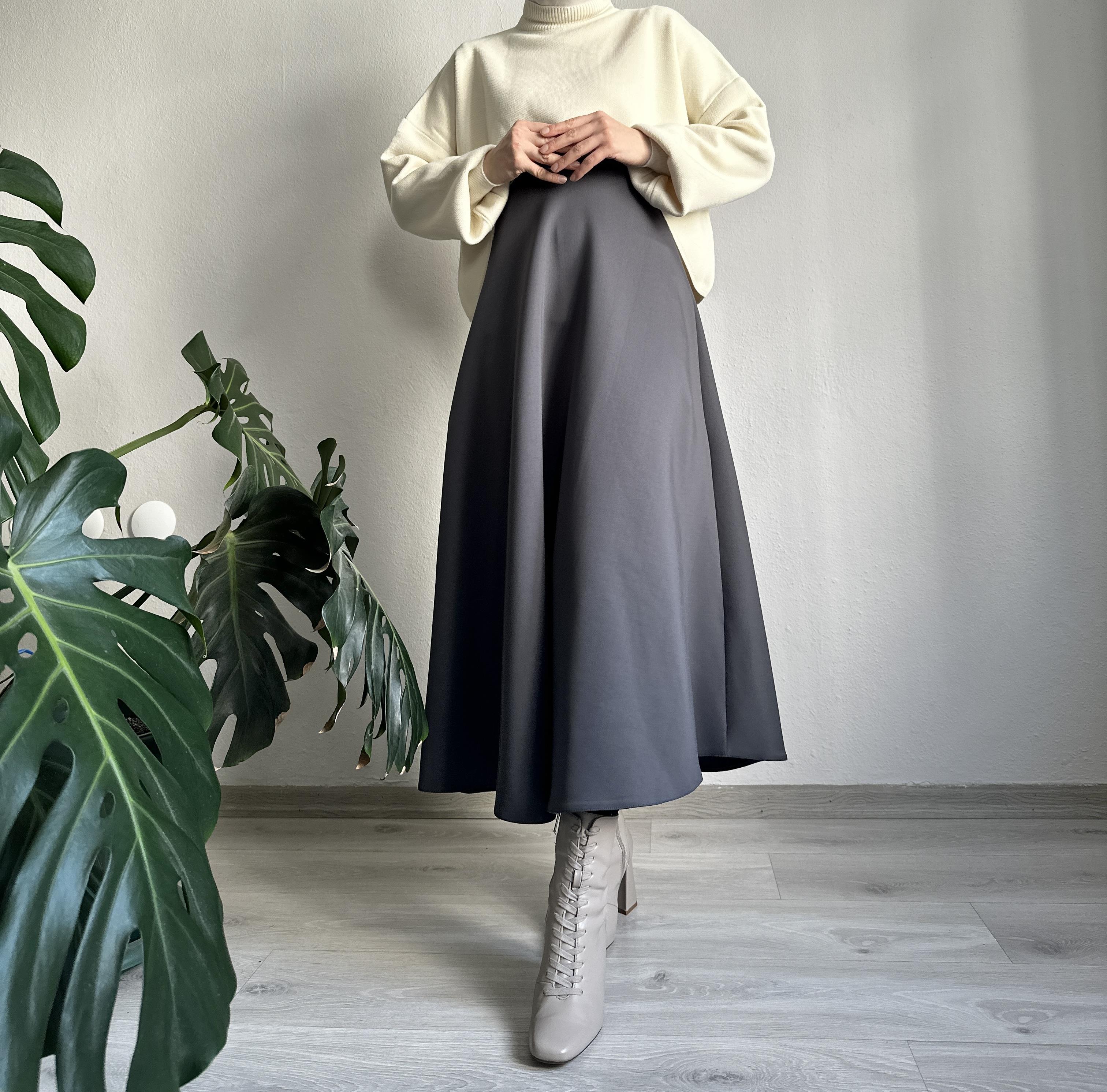 Antrasit Scuba Kloş Etek