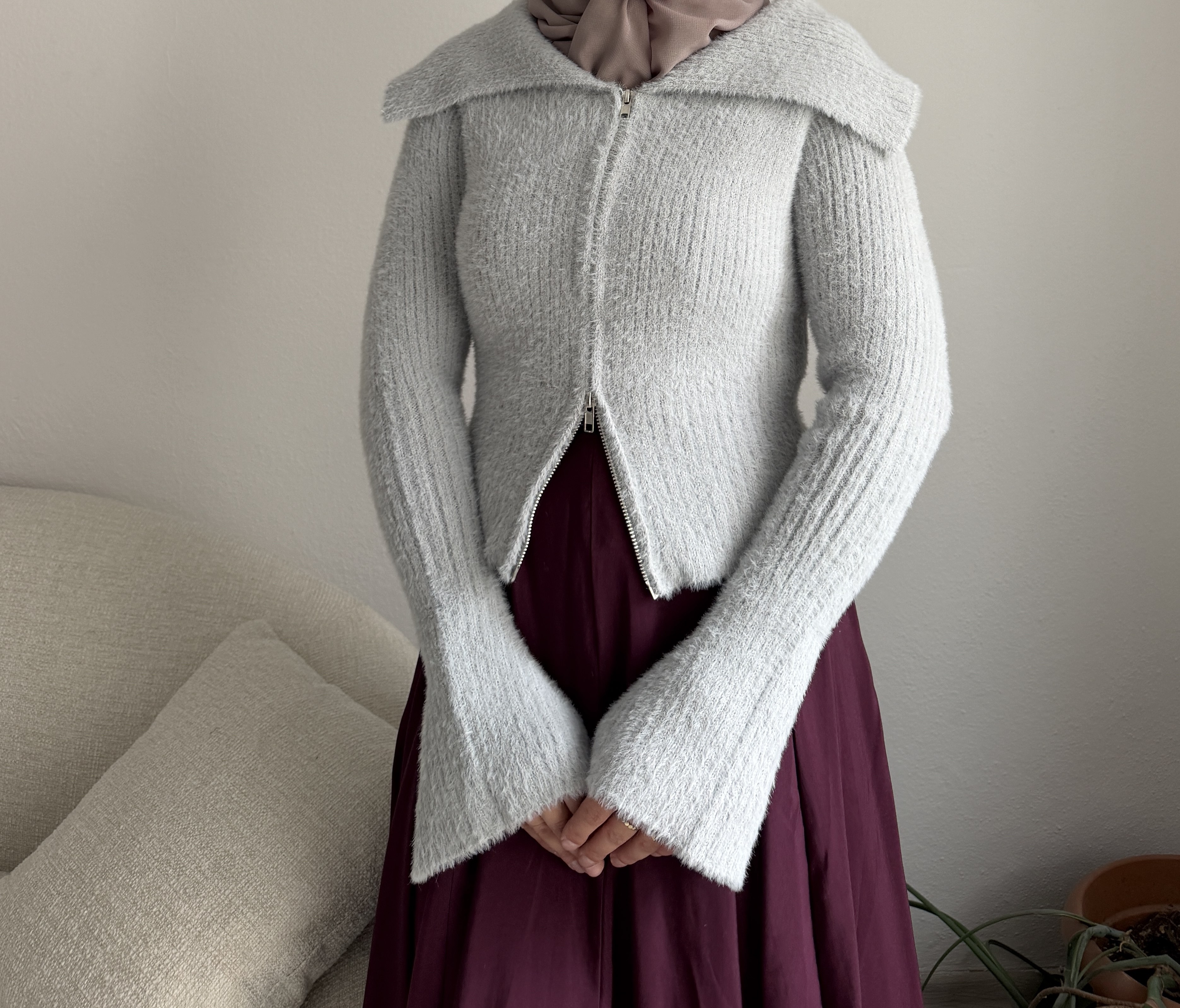 Bebe Mavisi Peluş Fermuarlı Hırka