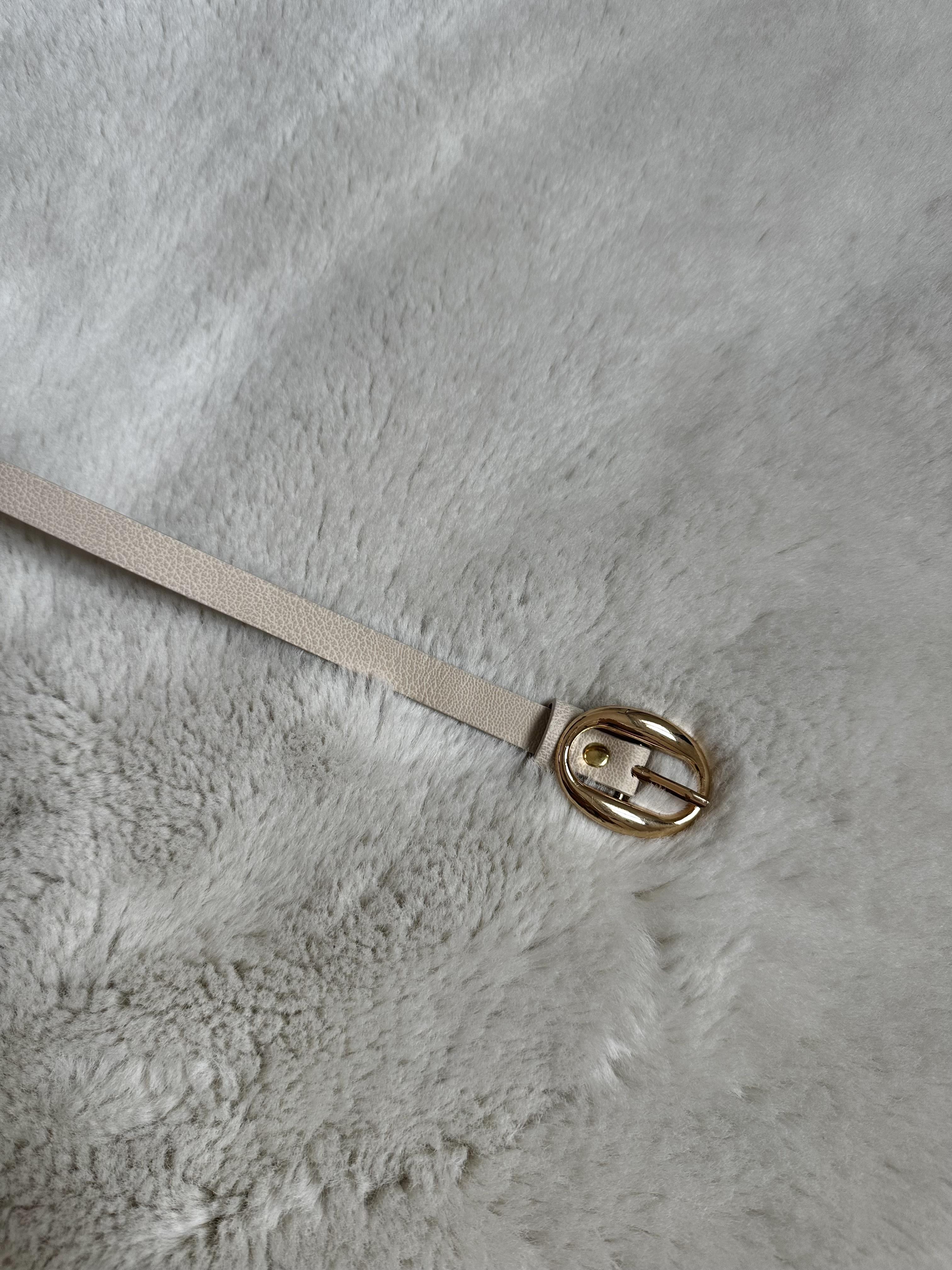 Bej İnce Gold Tokalı Kemer