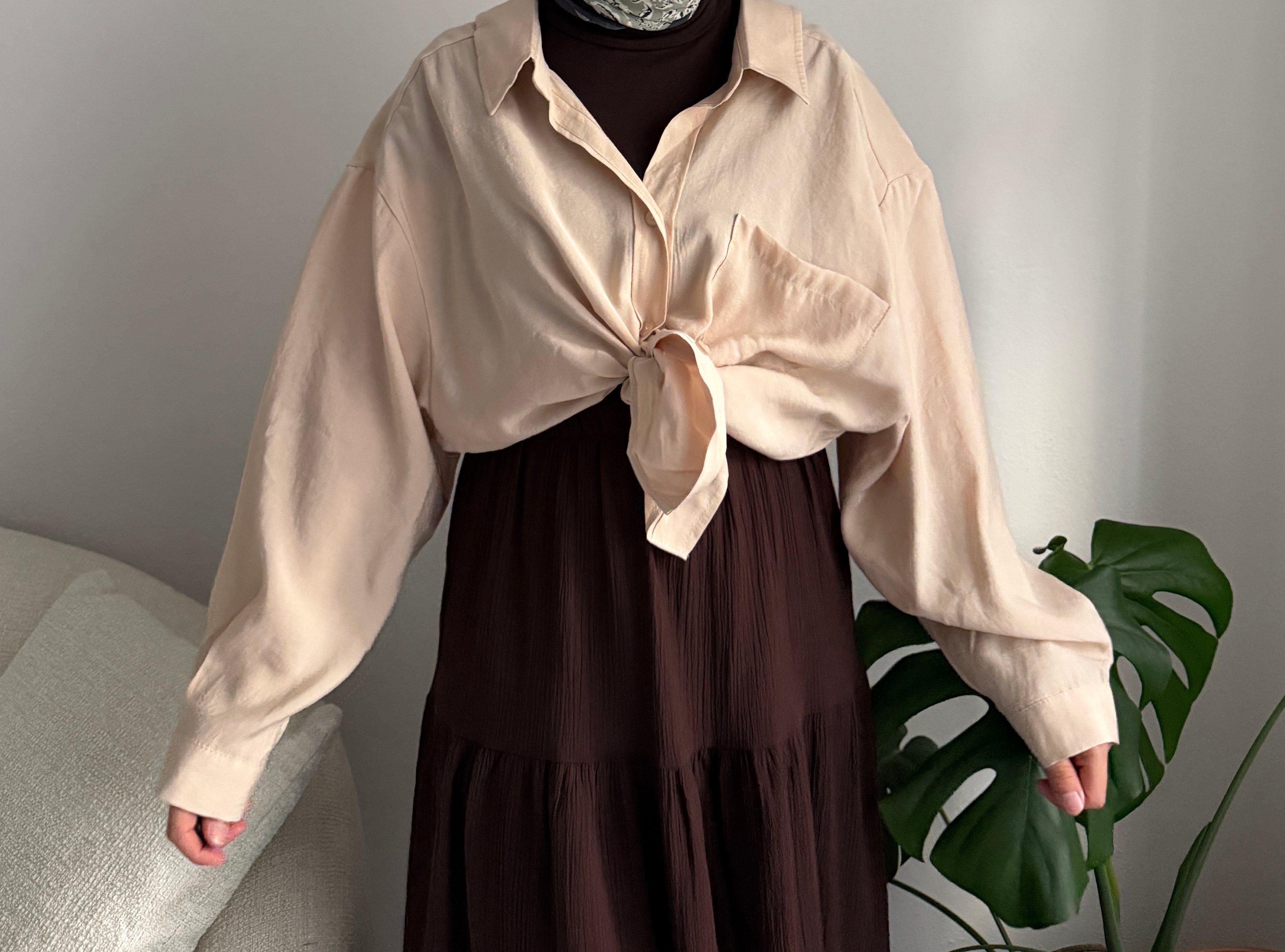 Bej Oversize Gömlek