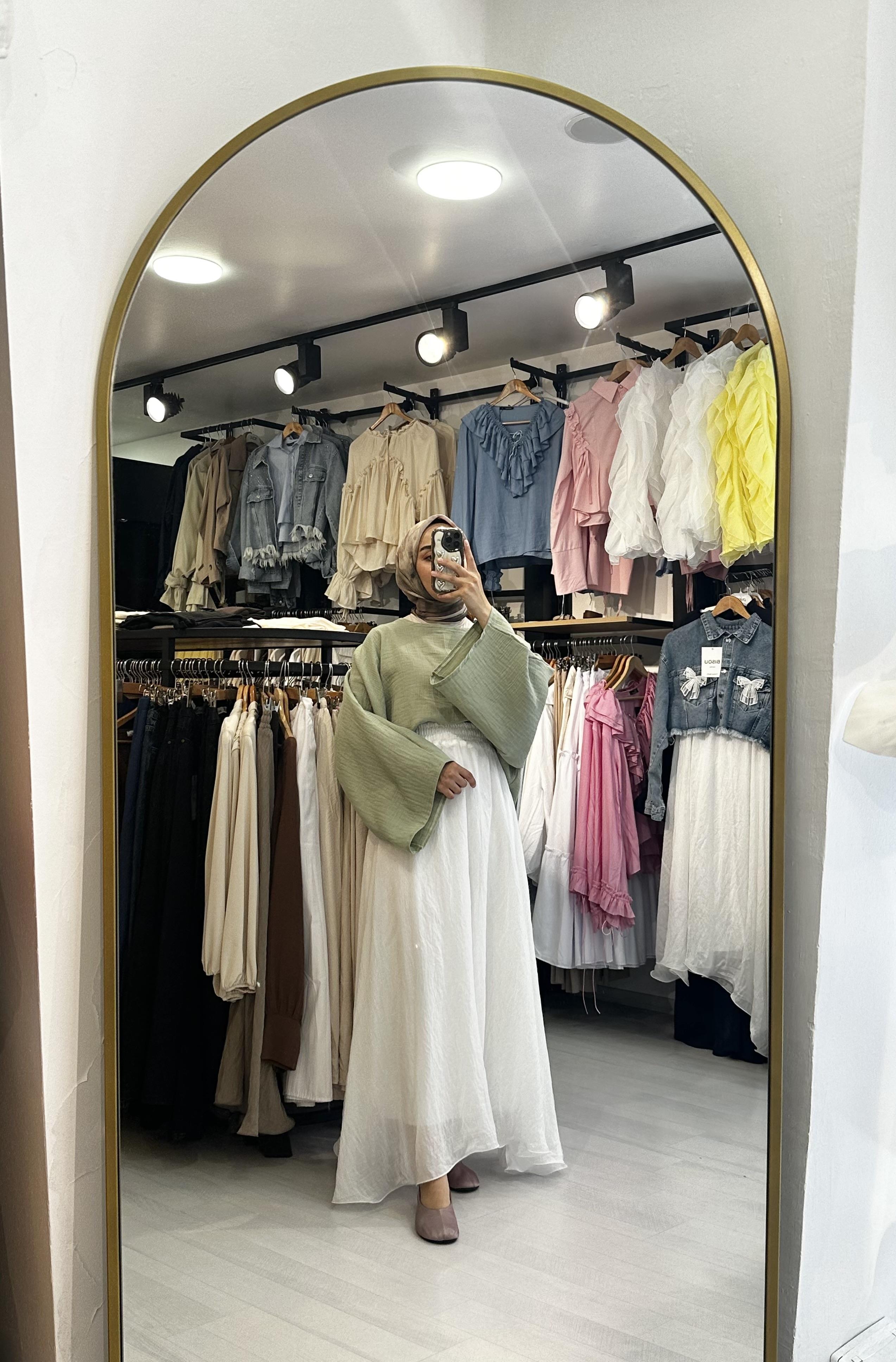 Beyaz Tül Volan Etek