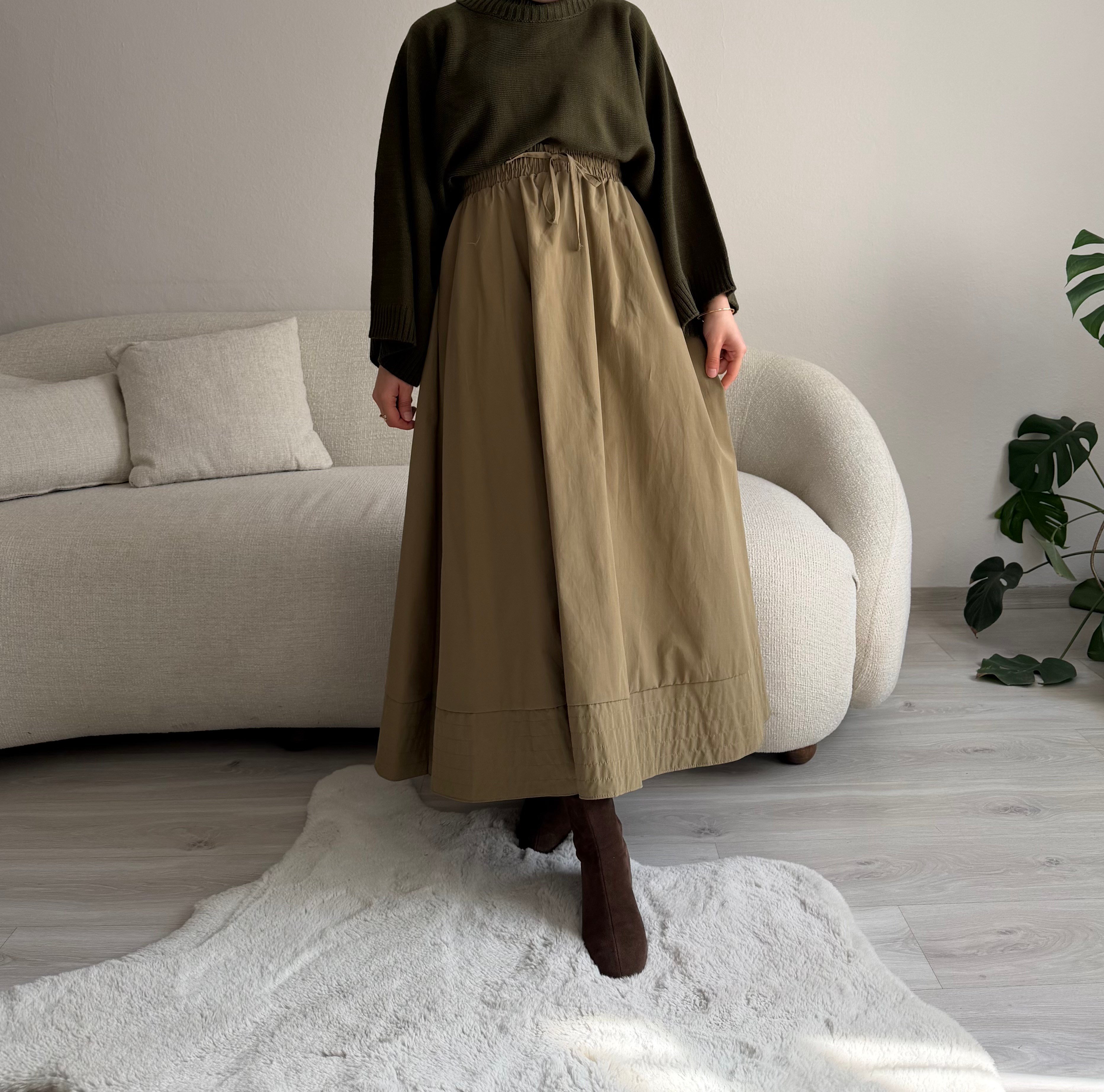 Çağla Beli Bağcıklı Kloş Etek