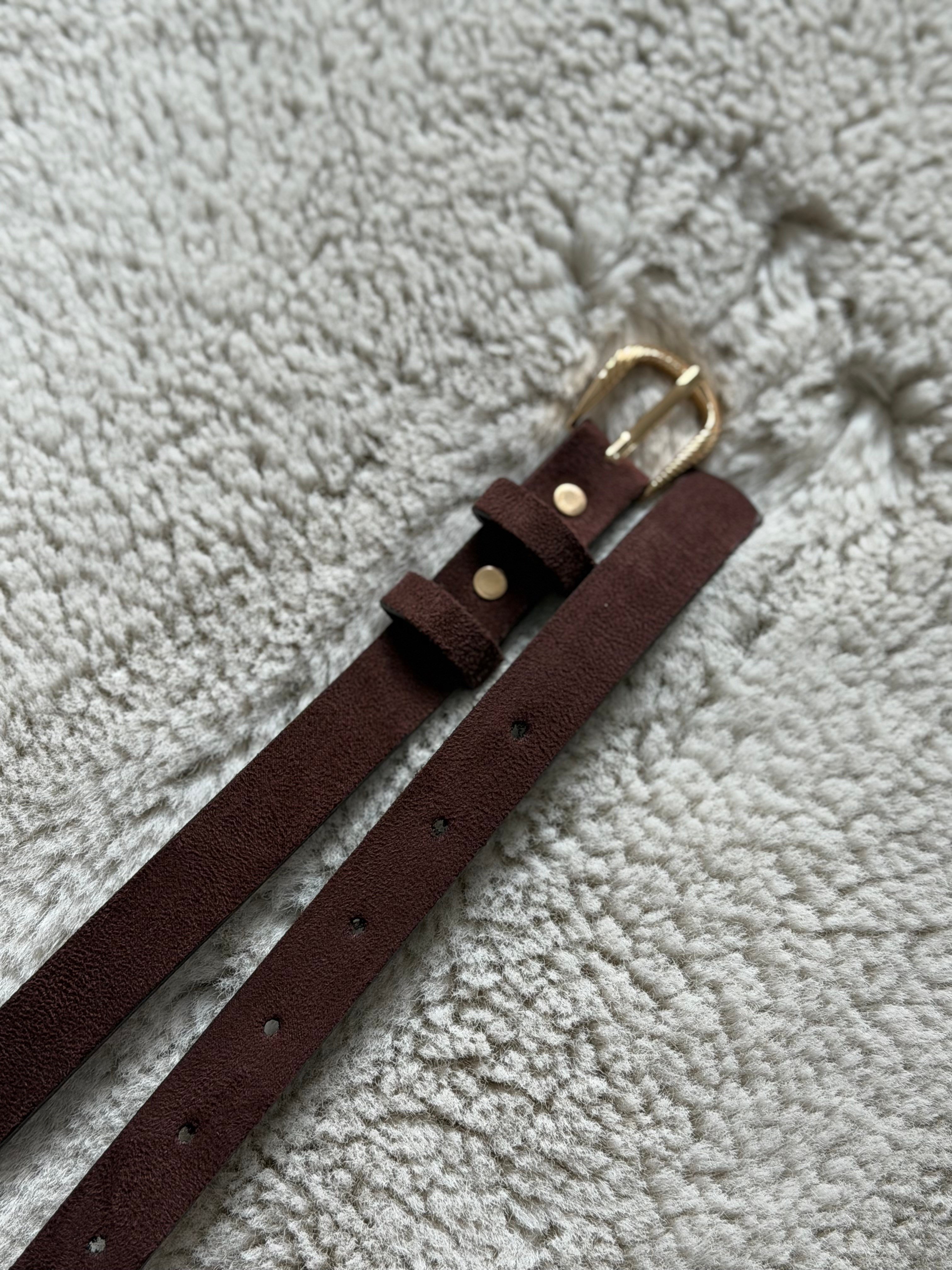 Kahve Gold Tokalı İnce Kemer