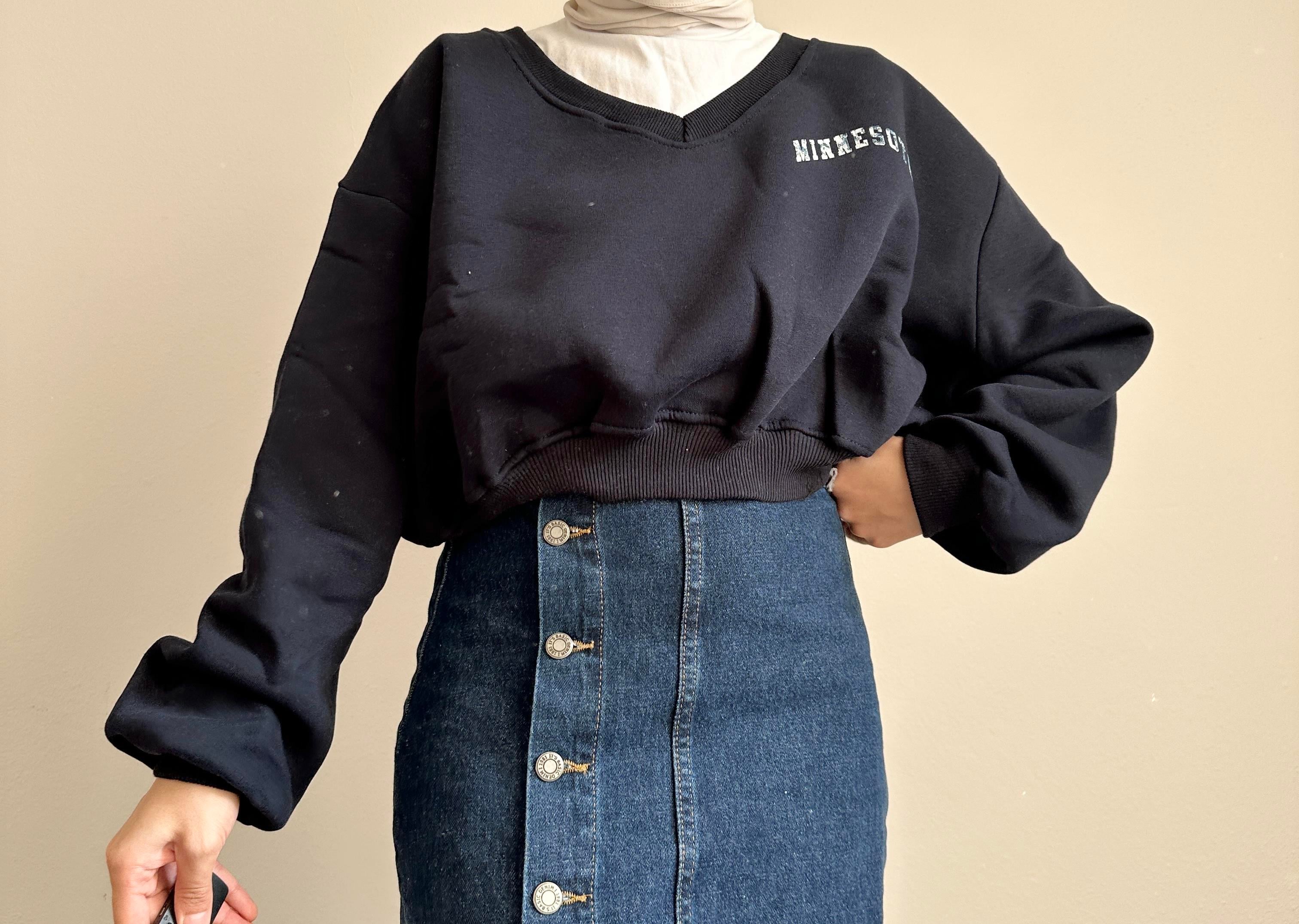 Lacivert Crop Sweat