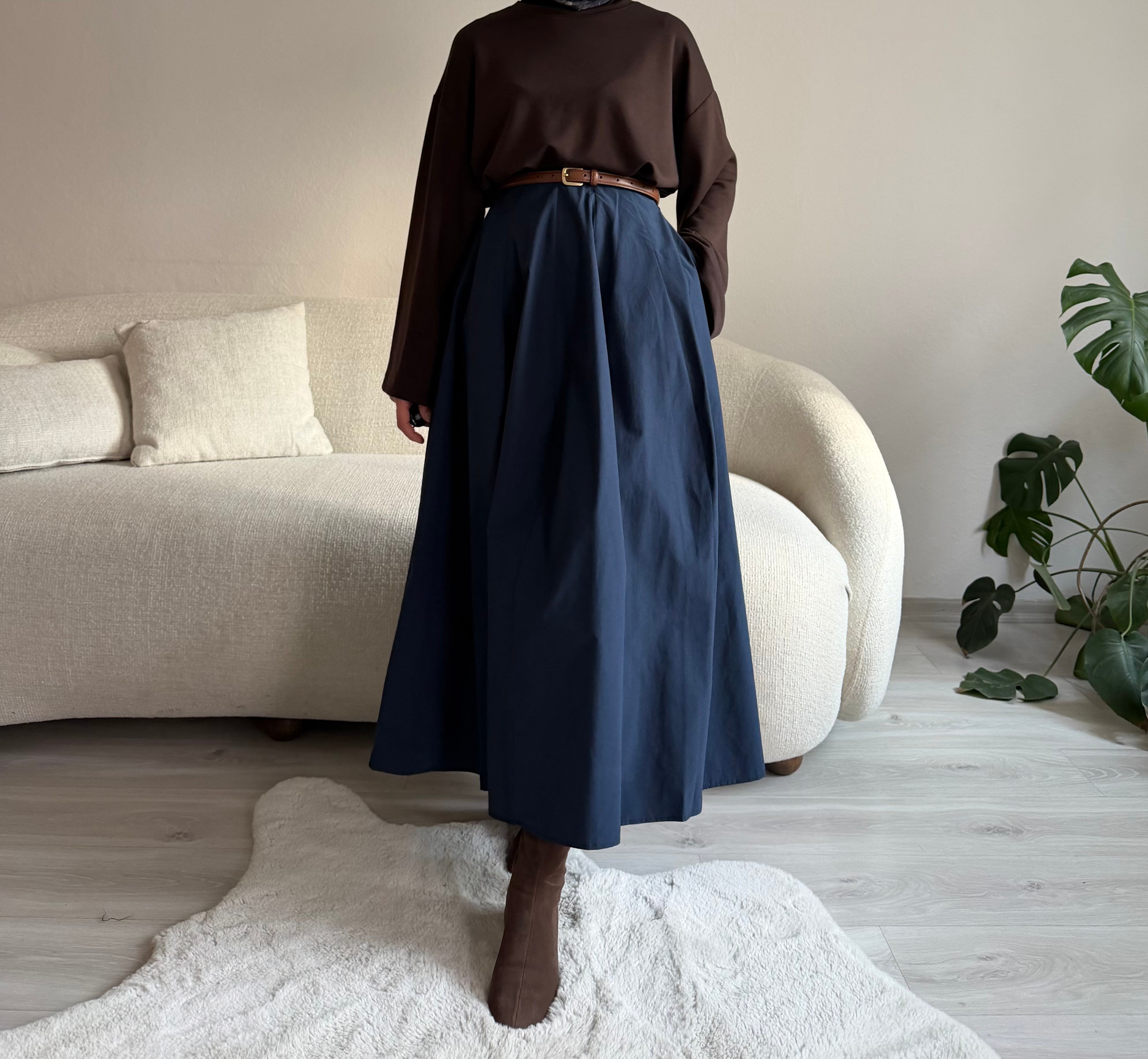 Lacivert Paraşüt Balon Etek 