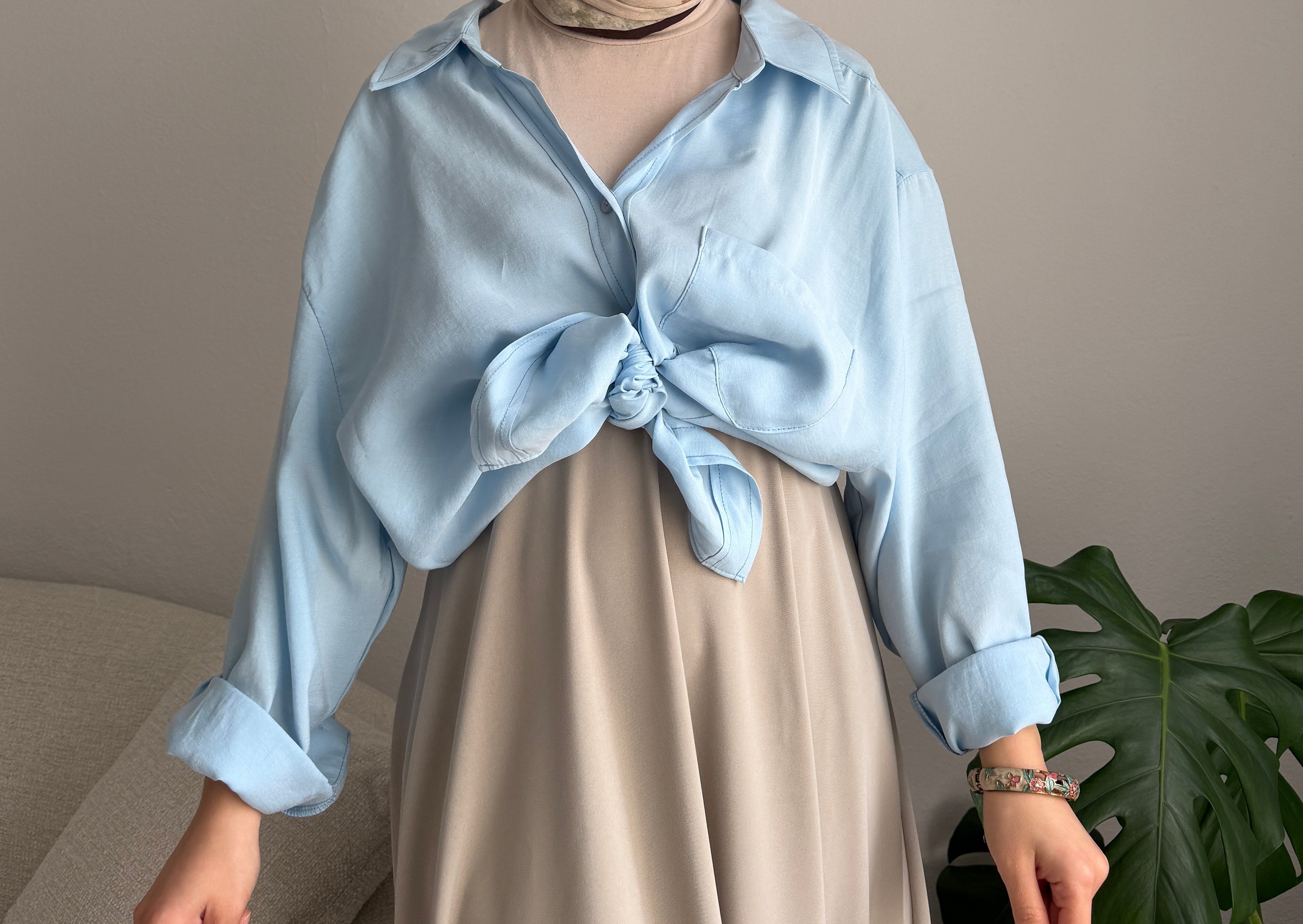 Mavi Oversize Gömlek