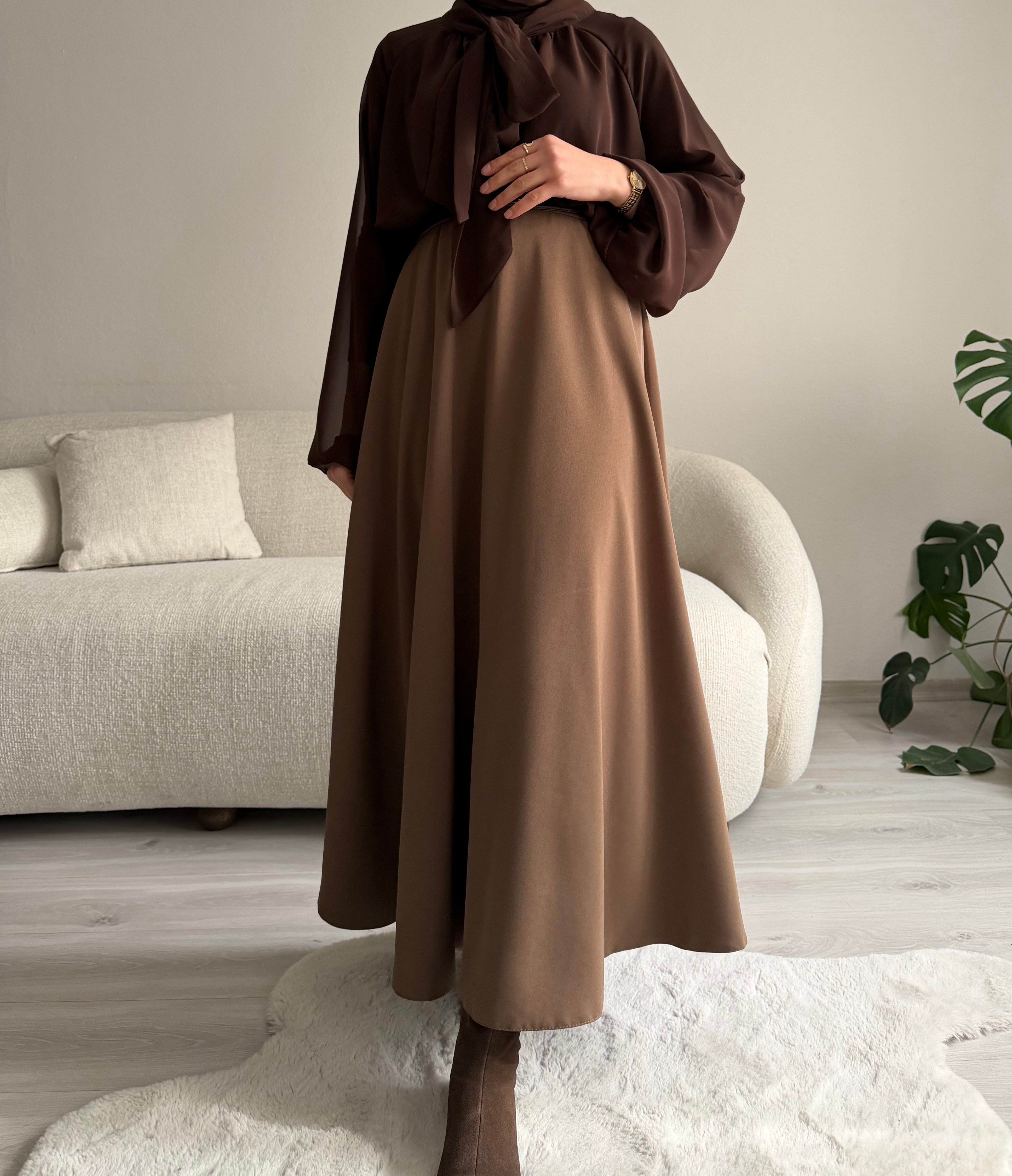 Mocha İthal Krep Kloş Etek