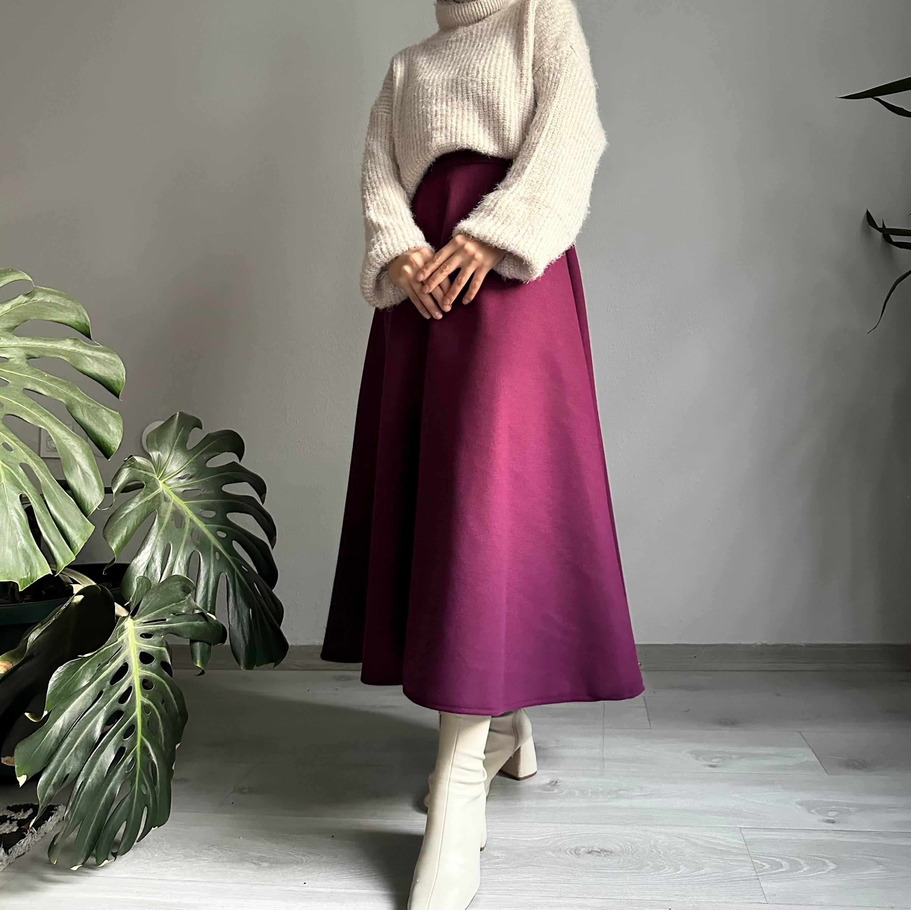 Mor Kaşe Kloş Etek