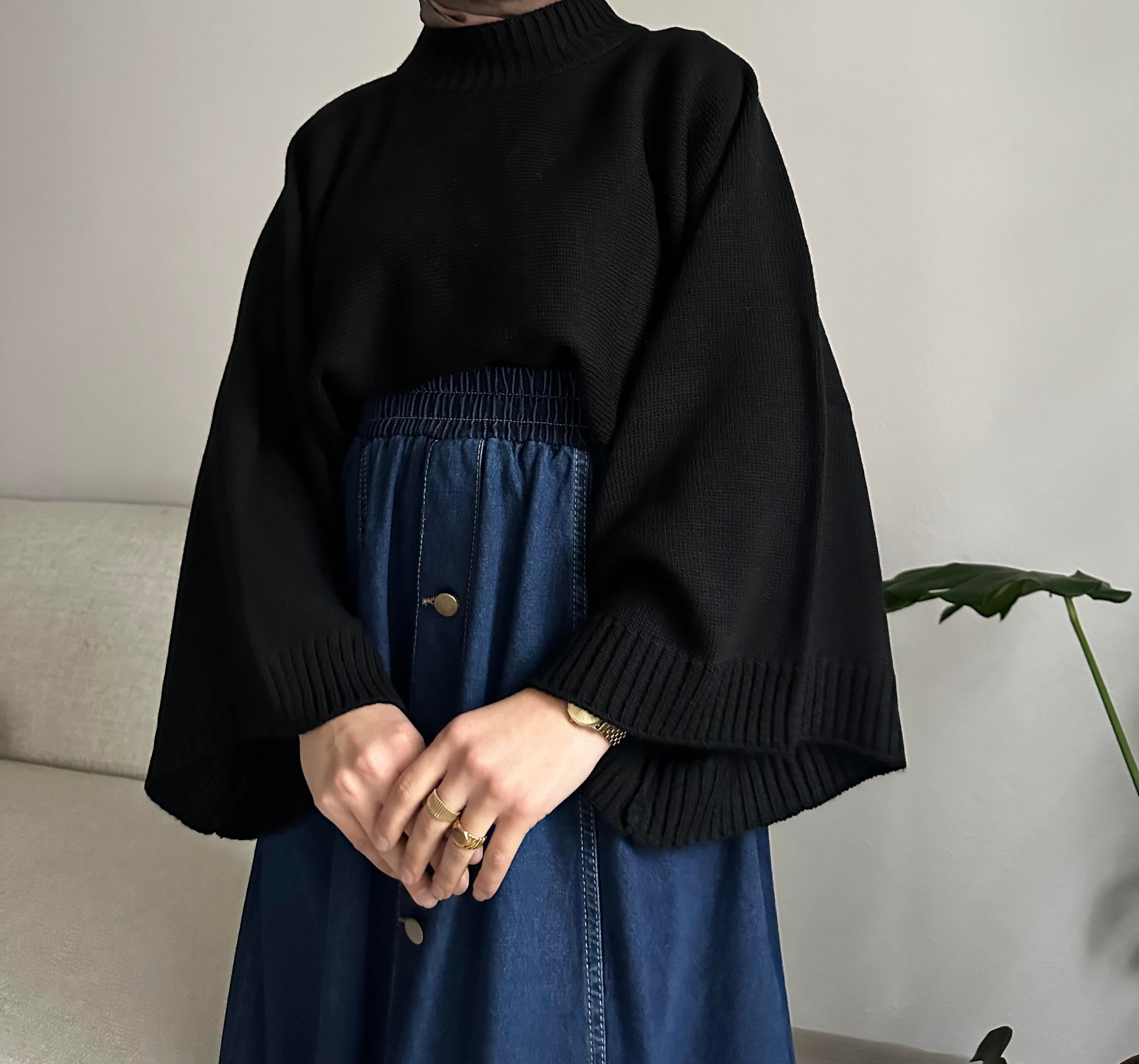 Siyah Geniş Kol Kazak