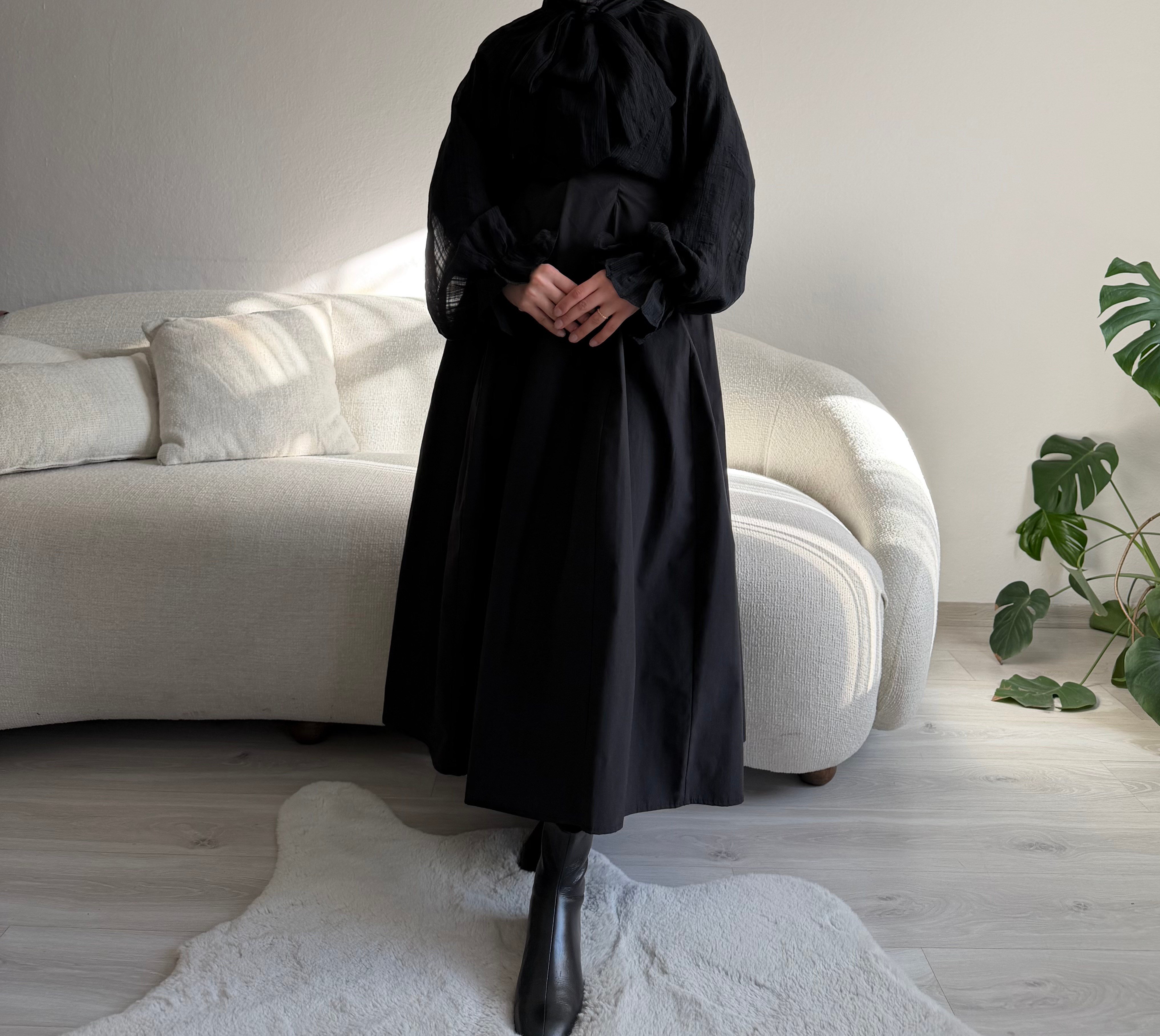 Siyah Paraşüt Balon Etek 