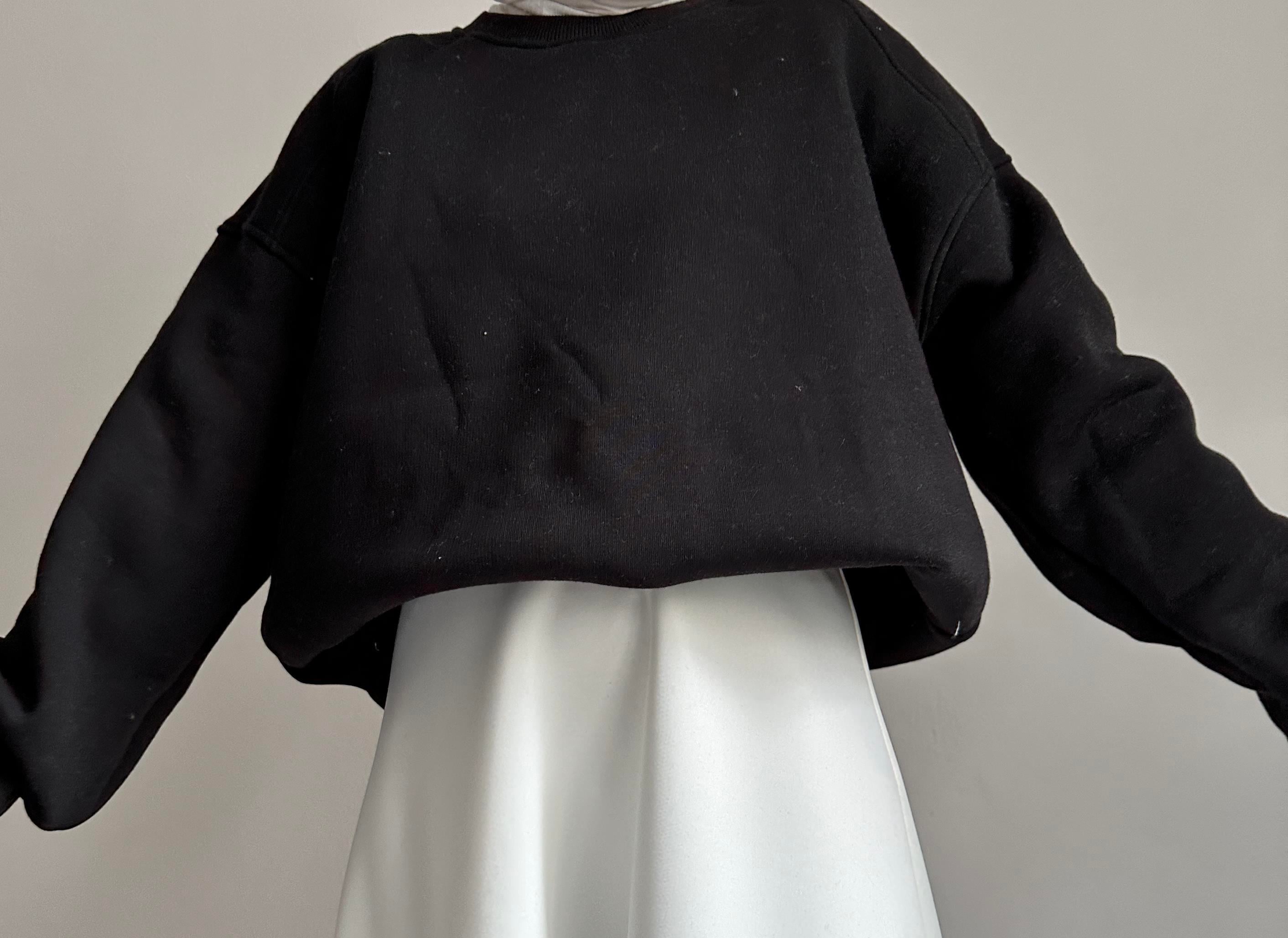 Siyah Şardonlu Uzun Sweatshirt