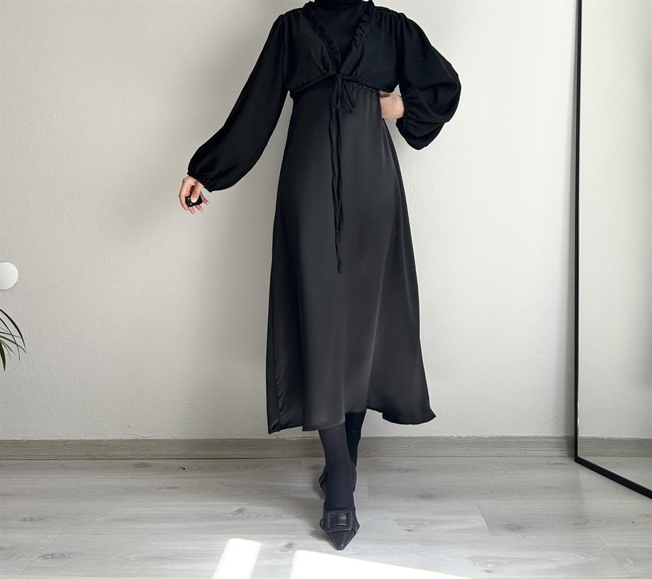 Siyah Saten Çan Etek