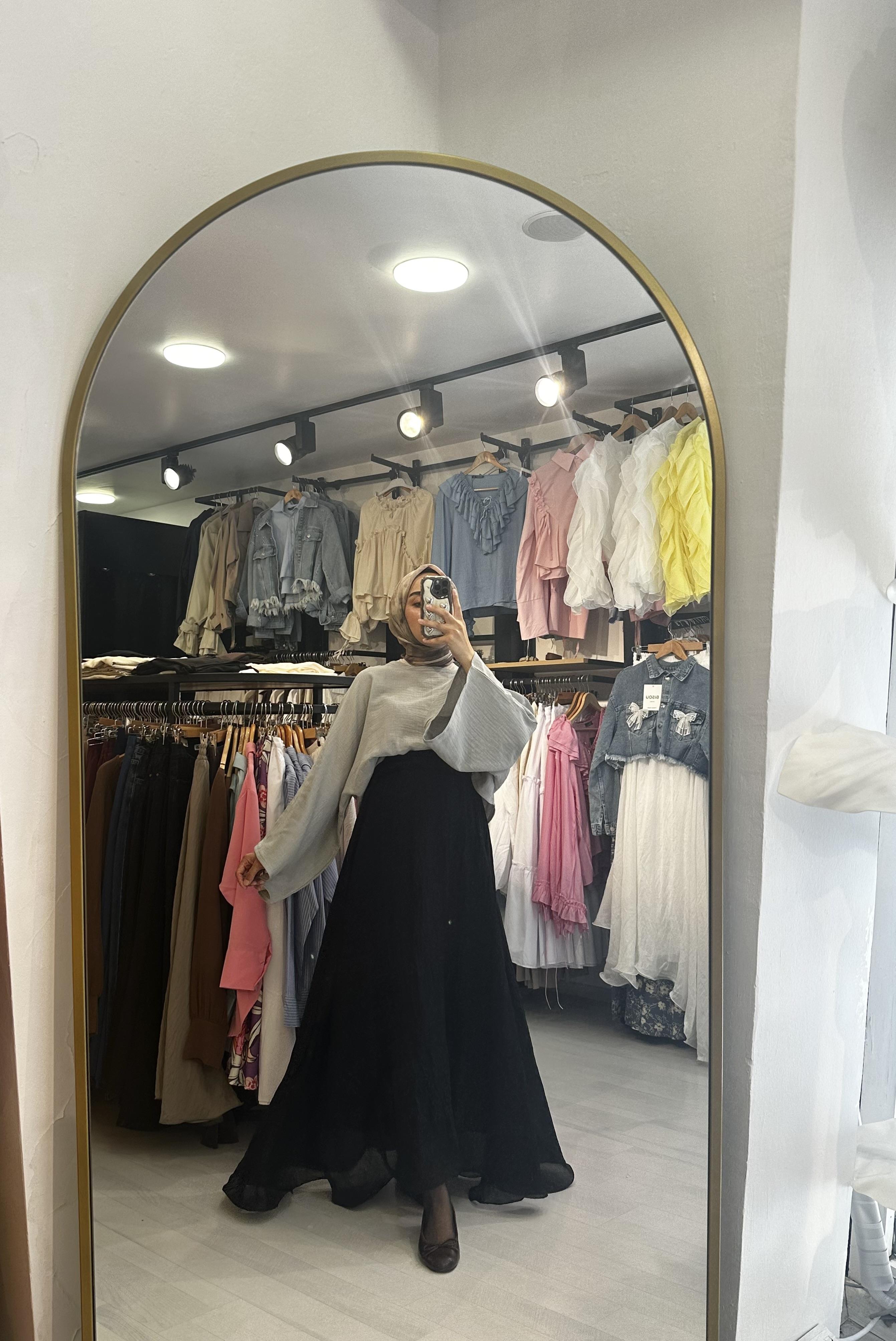 Siyah Tül Volan Etek