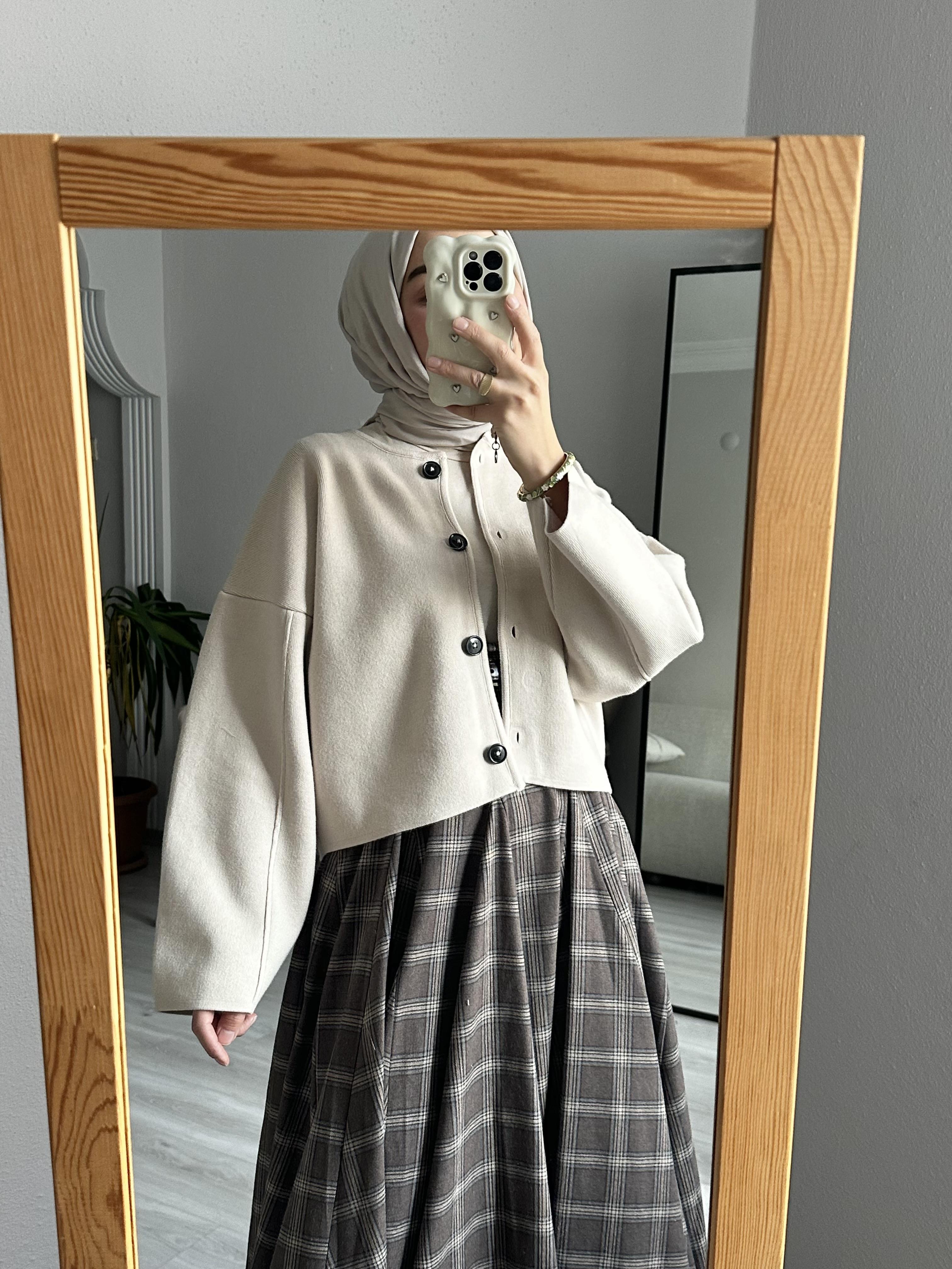 Sütlü Çelik Crop Ceket