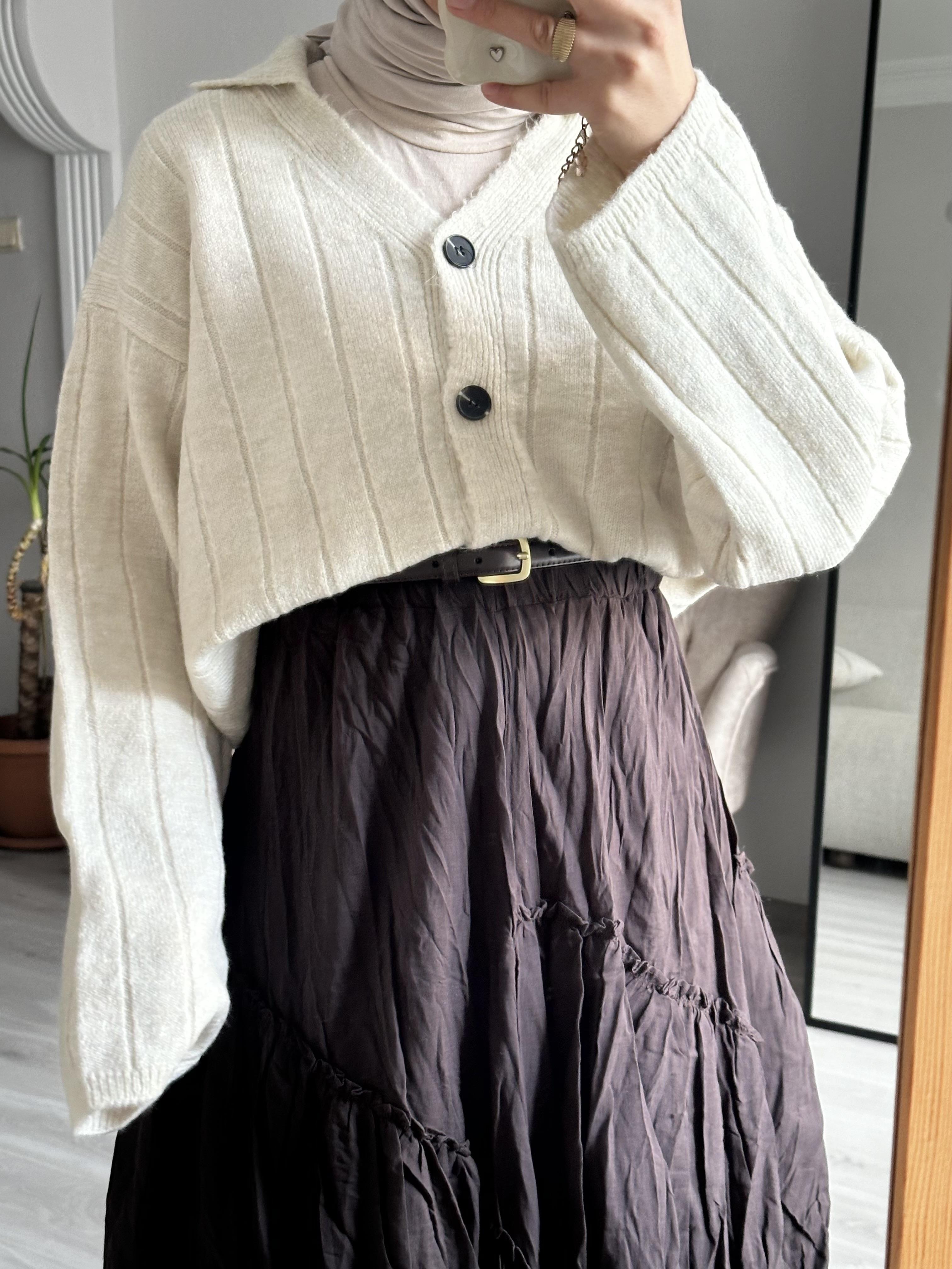 Sütlü Oversize Triko Hırka