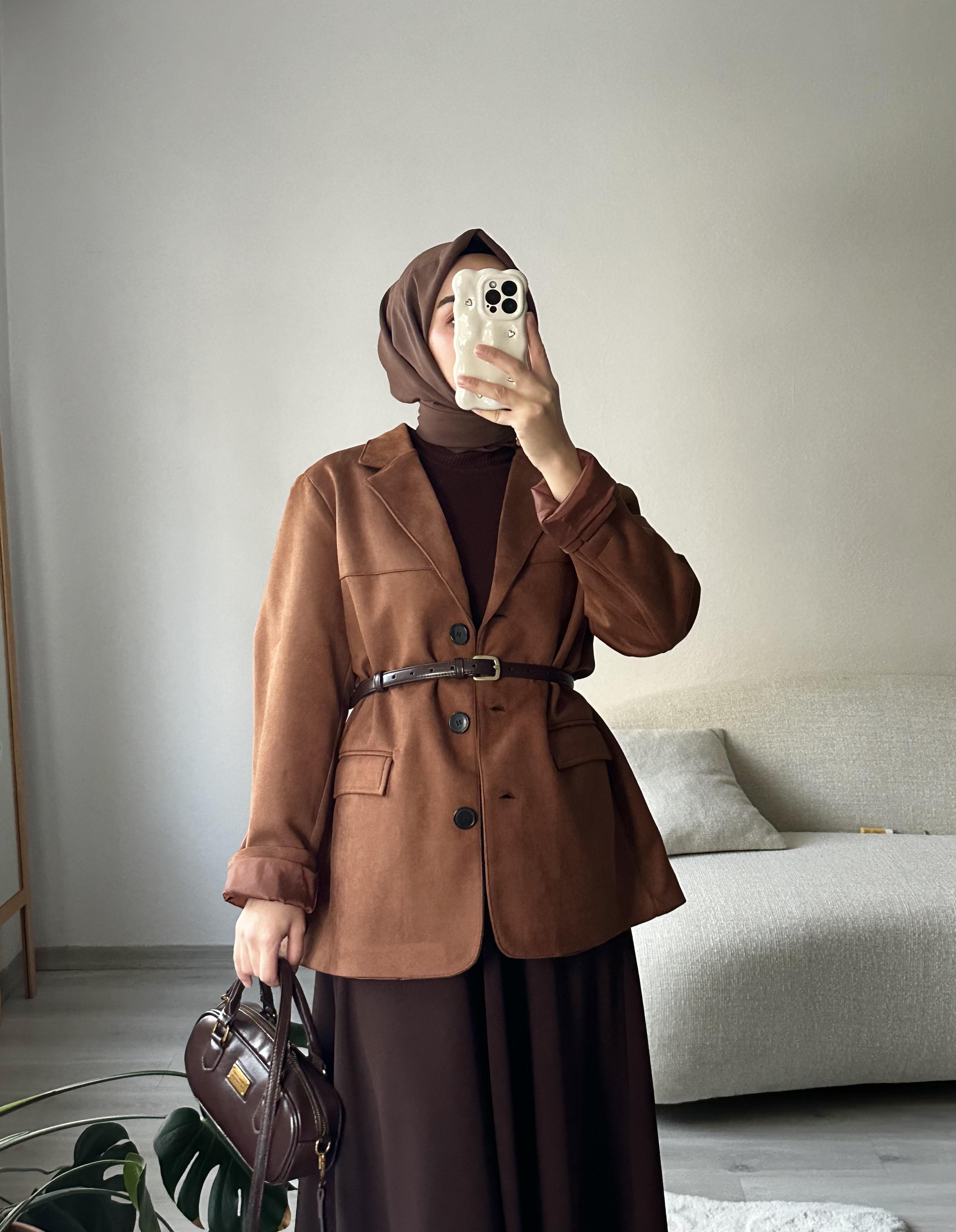 Taba Süet Blazer Ceket