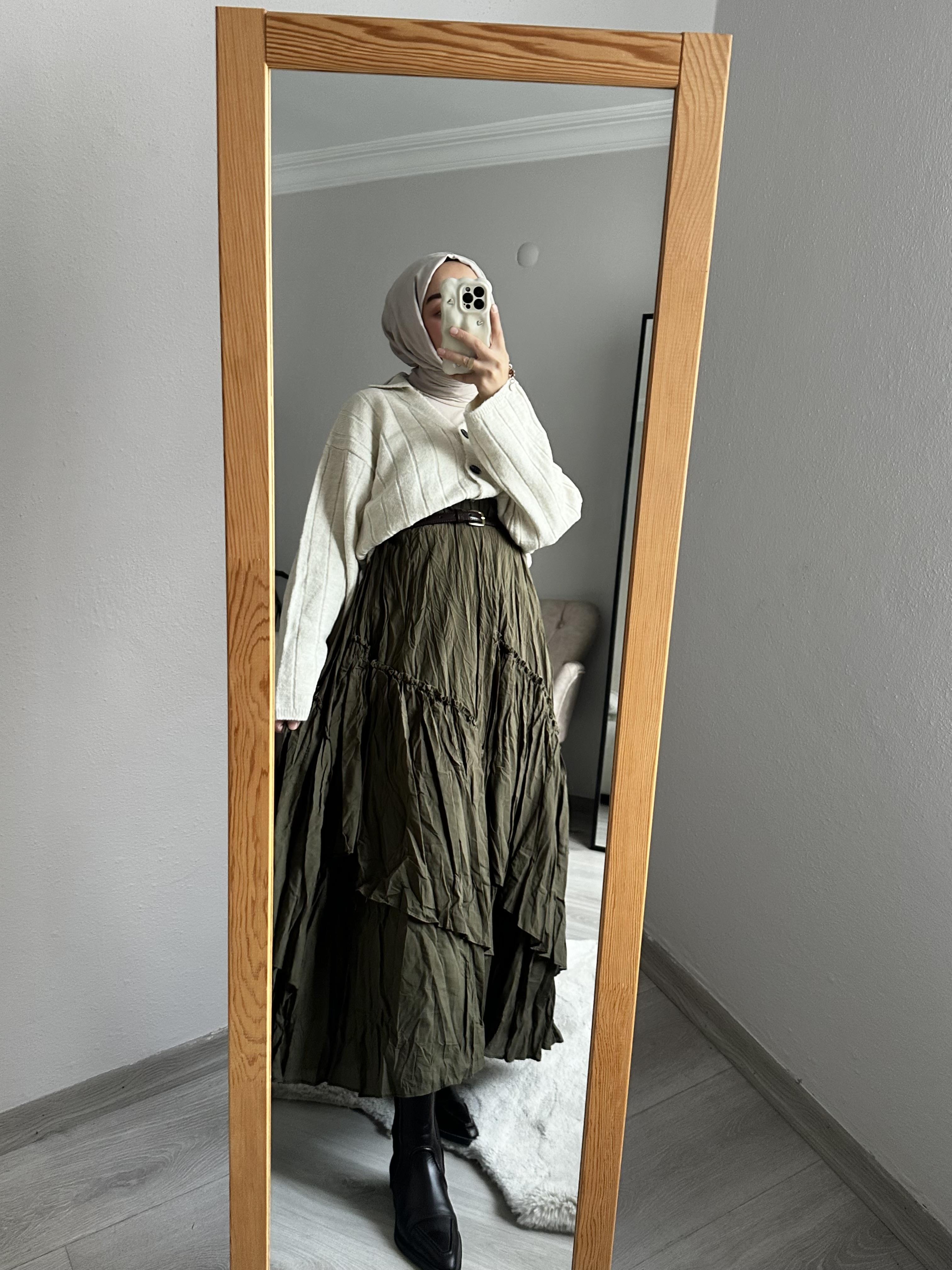 Bordo Asimetrik Crush Etek