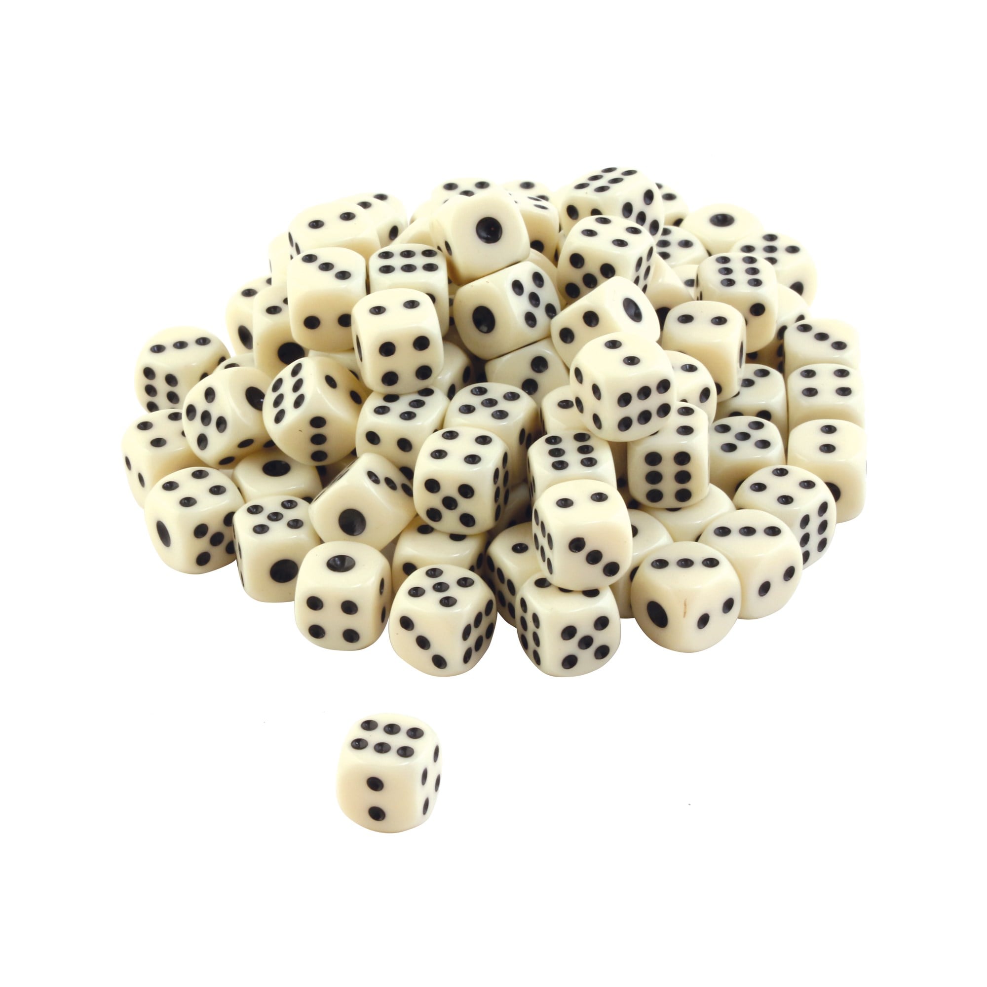 AKRİLİK TAVLA ZARI KEMİK RENGİ 9,5 MM (100 ADET)