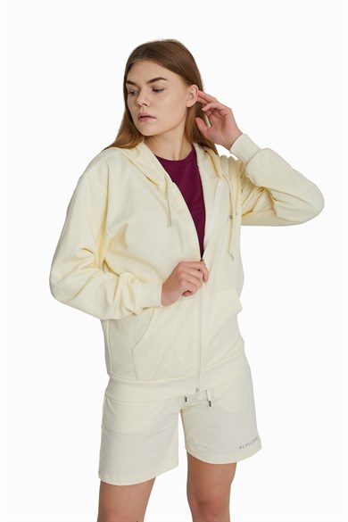 AlmicrabFermuarlı HoodieBasic Fermuarlı Hoodie Krem