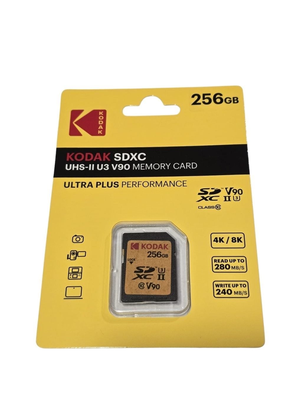 Kodak 256GB SD UHS-II U3 V90 Hafıza Kartı (280MB/s - 240MB/s)