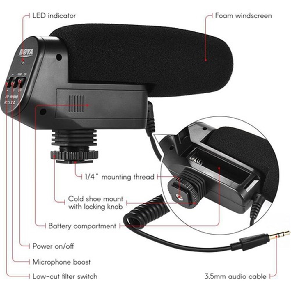 Boya BY-VM600 Profesyonel Shotgun Mikrofon