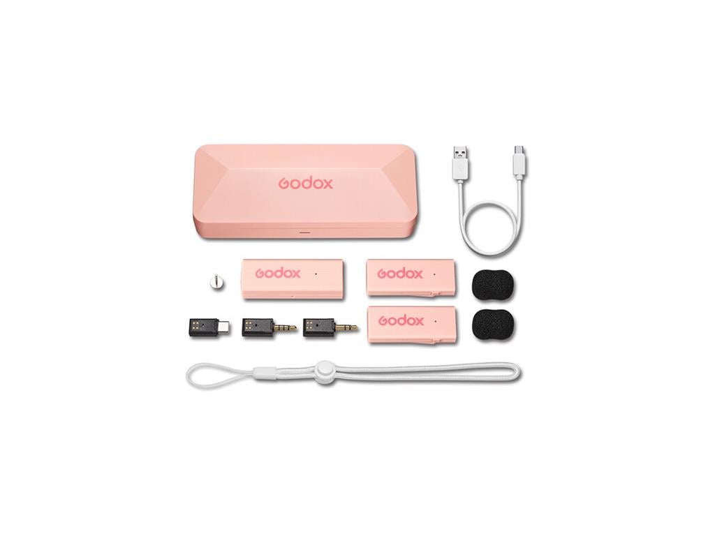 Godox MoveLink Mini Kablosuz Mikrofon Kit2 (Type-C Uyumlu/Pembe)
