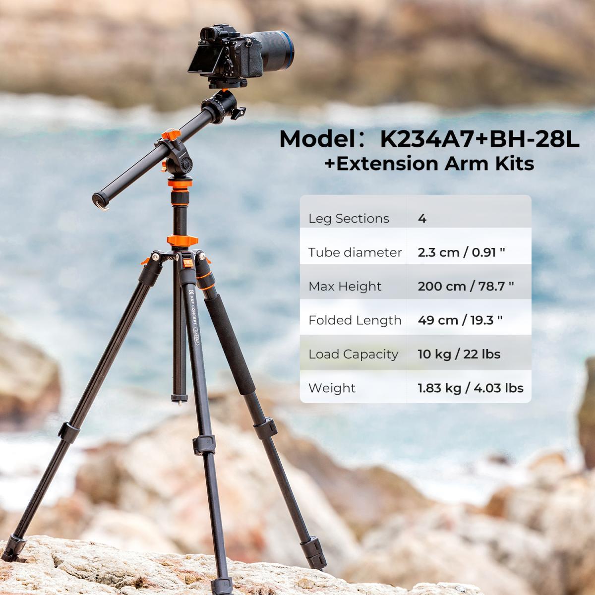 K&F Concept K234A7+BH-28L+Uzatma Kol Kitli Tripod