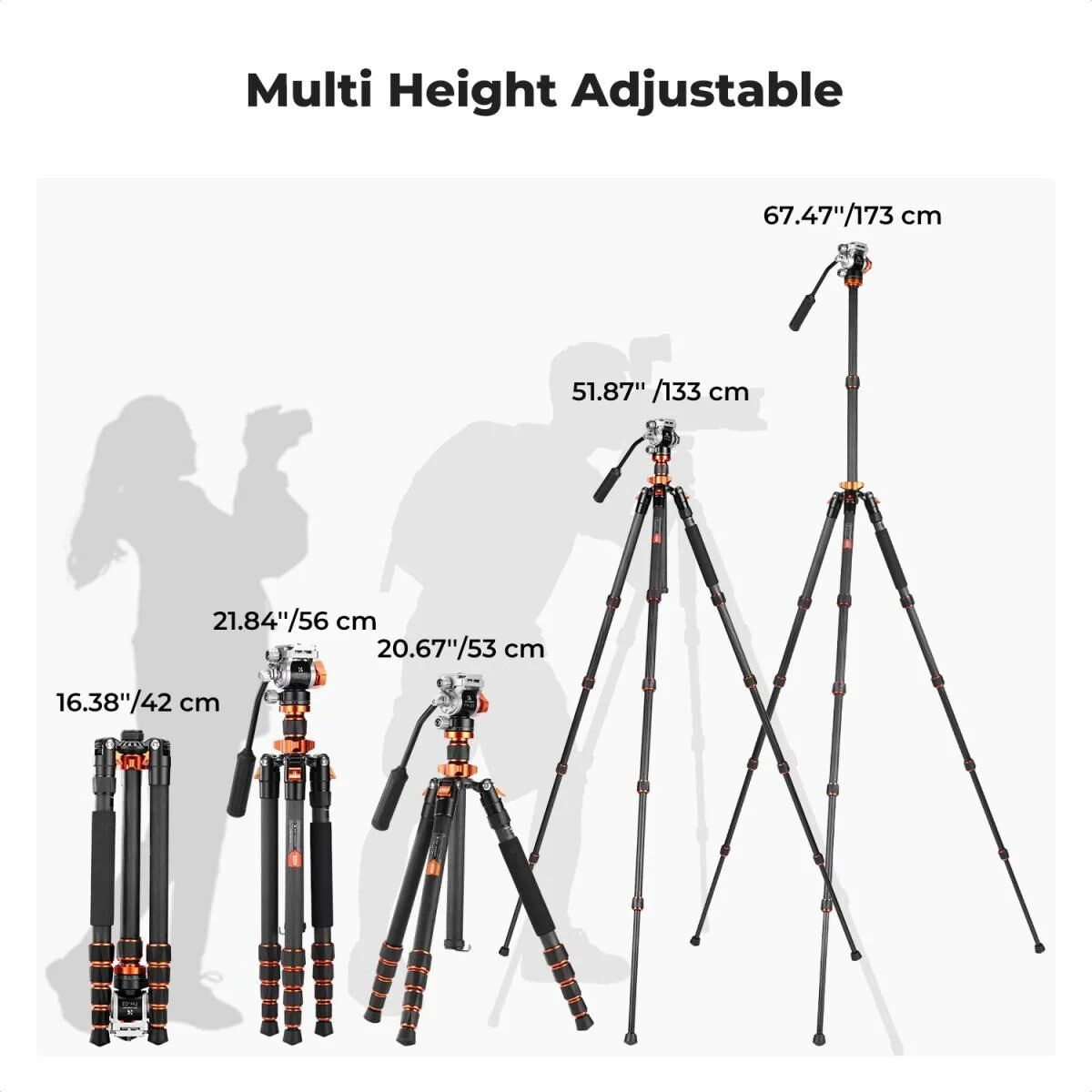 K&F Concept O255C4+FH-03 Carbon Fiber Video Tripod