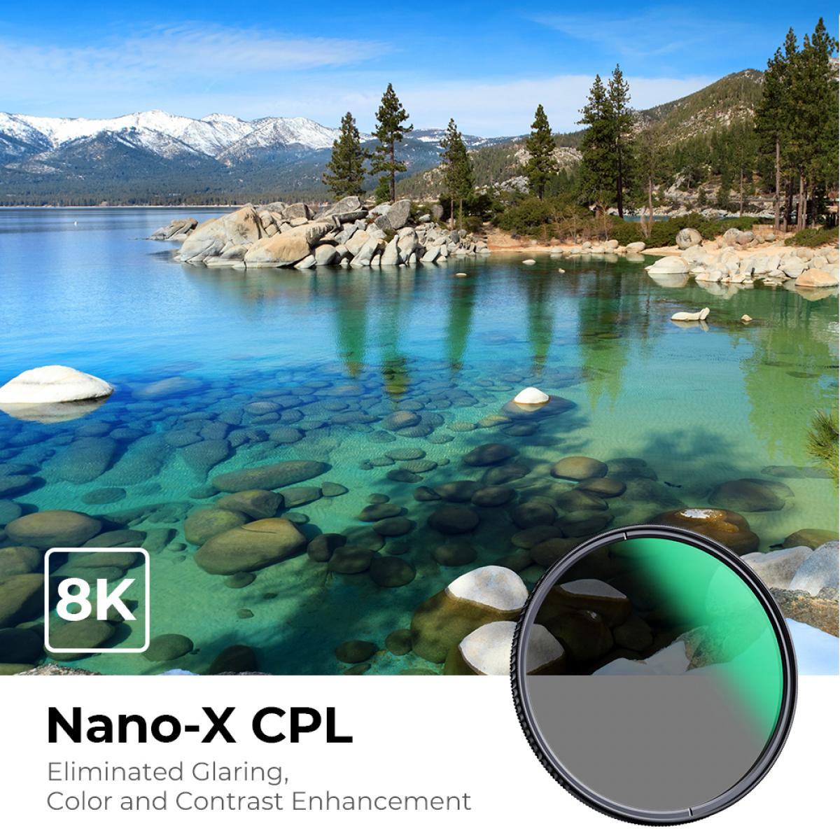 K&F Concept Polarizasyon Filtresi 72mm CPL Filtre MRC 28x Sertleştirilmiş Nano-X Serisi