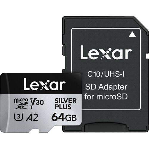 Lexar 64GB Professional SILVER PLUS UHS-I microSDXC Hafıza Kartları ve Adaptör
