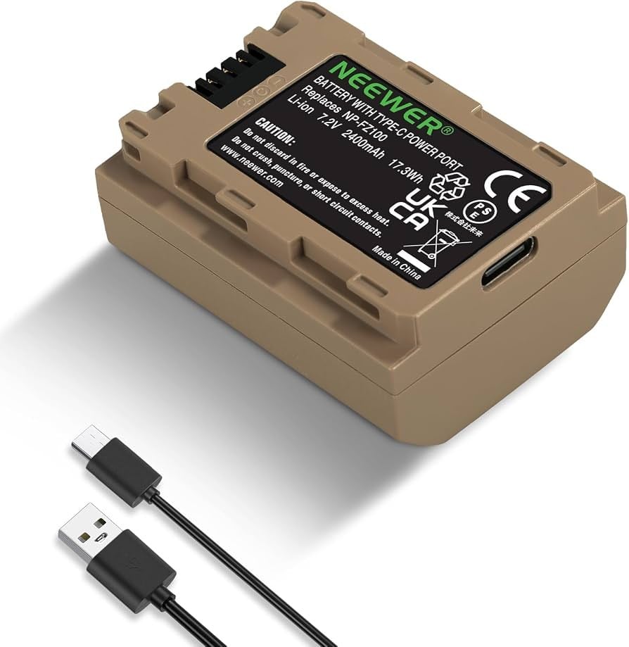 Neewer 2400mAh NP-FZ100 Yedek Batarya USB-C (Sony Uyumlu)