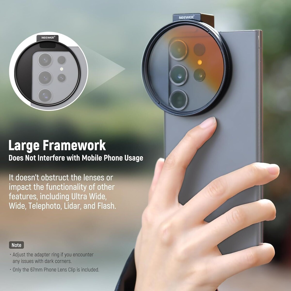 NEEWER LA006 67mm Telefon Filtre Yuvası Klipsi