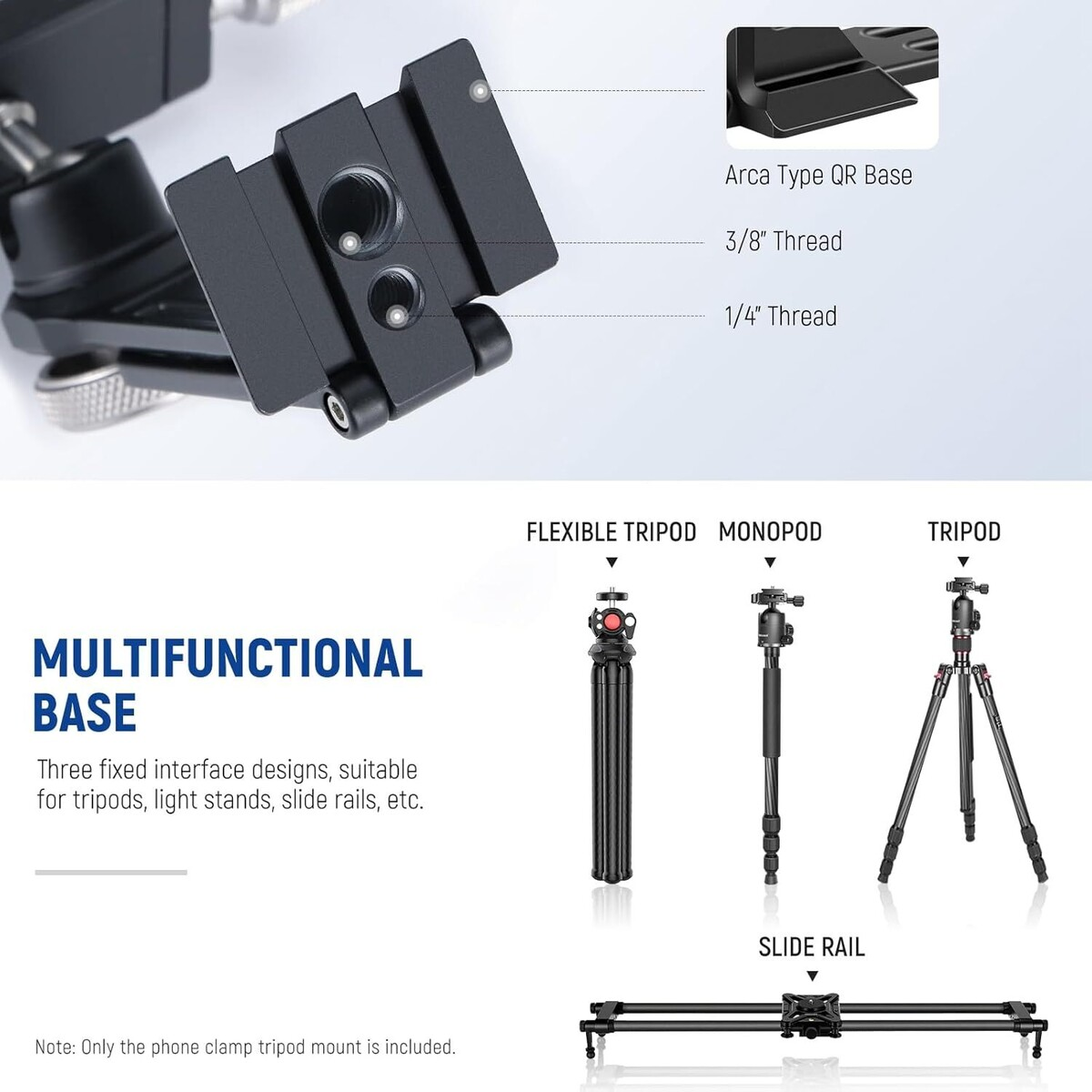 NEEWER PA002 Alüminyum Alaşımlı Döndürülebilir Akıllı Telefon Tripod Adaptörü