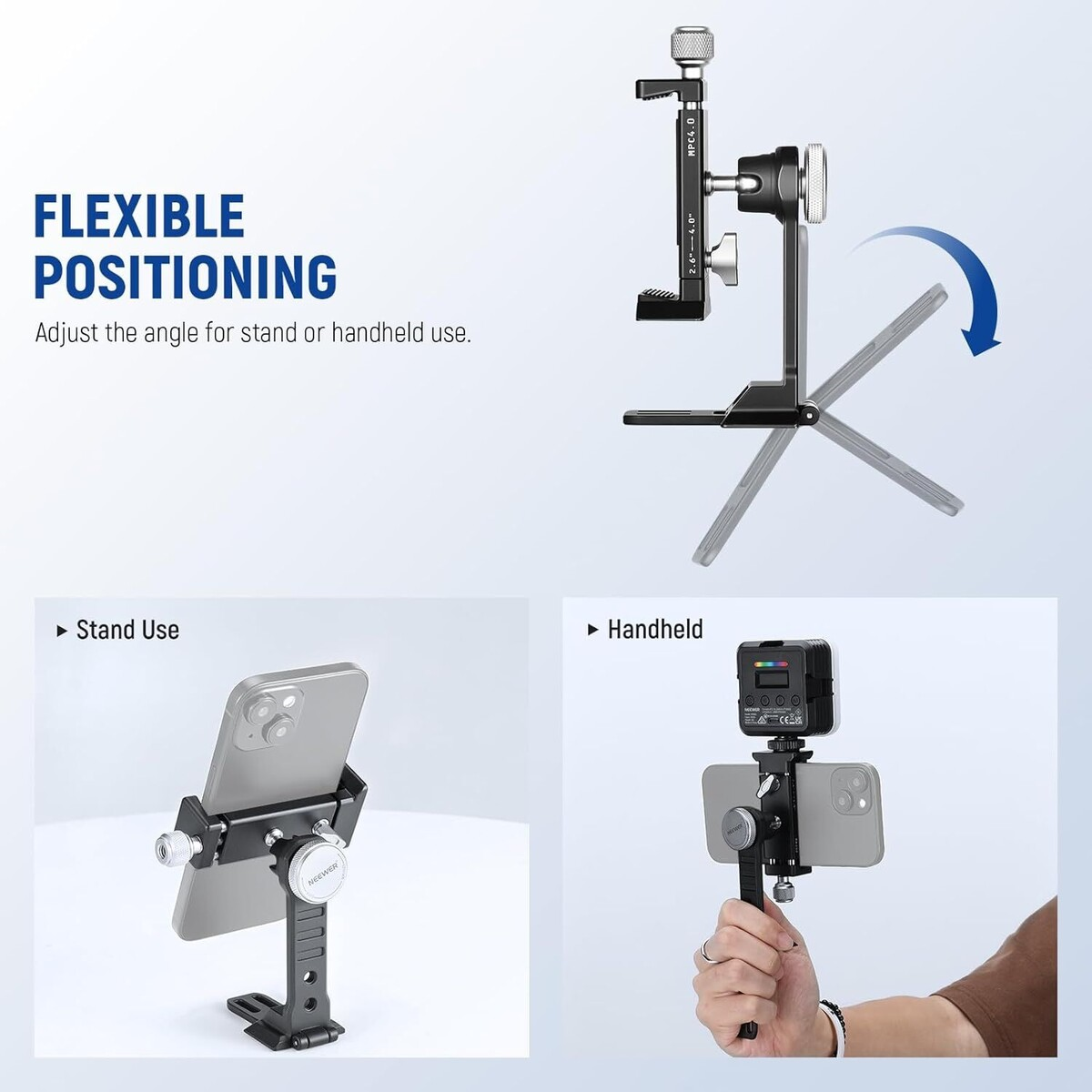 NEEWER PA002 Alüminyum Alaşımlı Döndürülebilir Akıllı Telefon Tripod Adaptörü