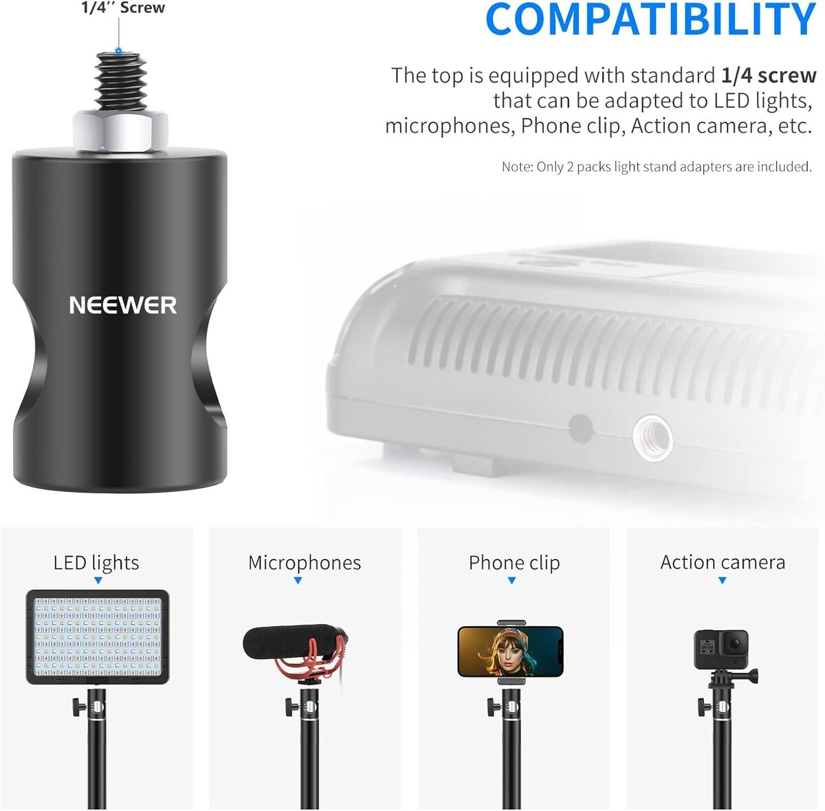 NEEWER ST12 Hızlı Adaptör Dönüştürücü - Işık Standı Uç Adaptörü (2li Paket)